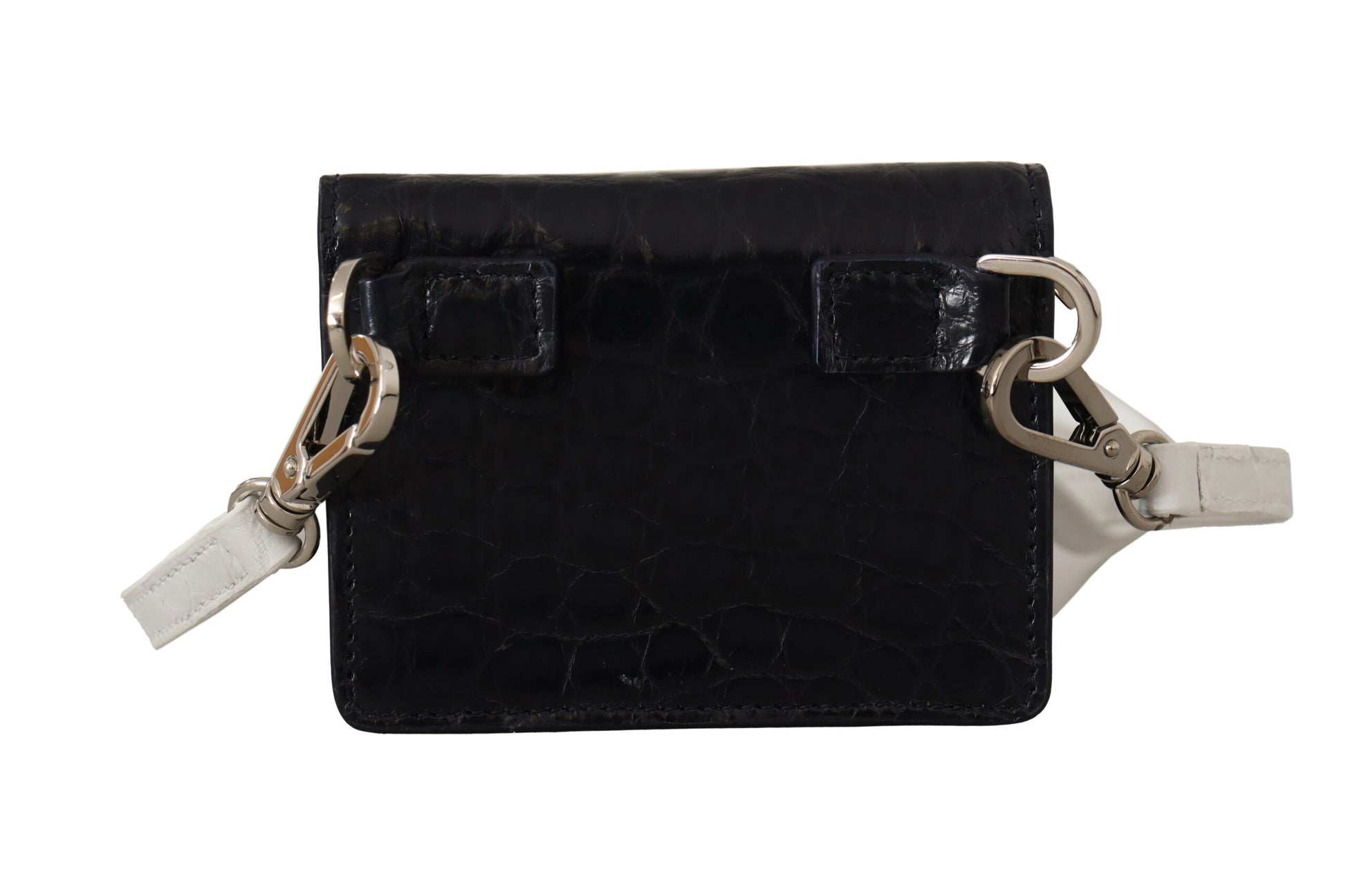 Dolce & Gabbana Blue White Caiman Leather Strap Card Holder Wallet Dolce & Gabbana