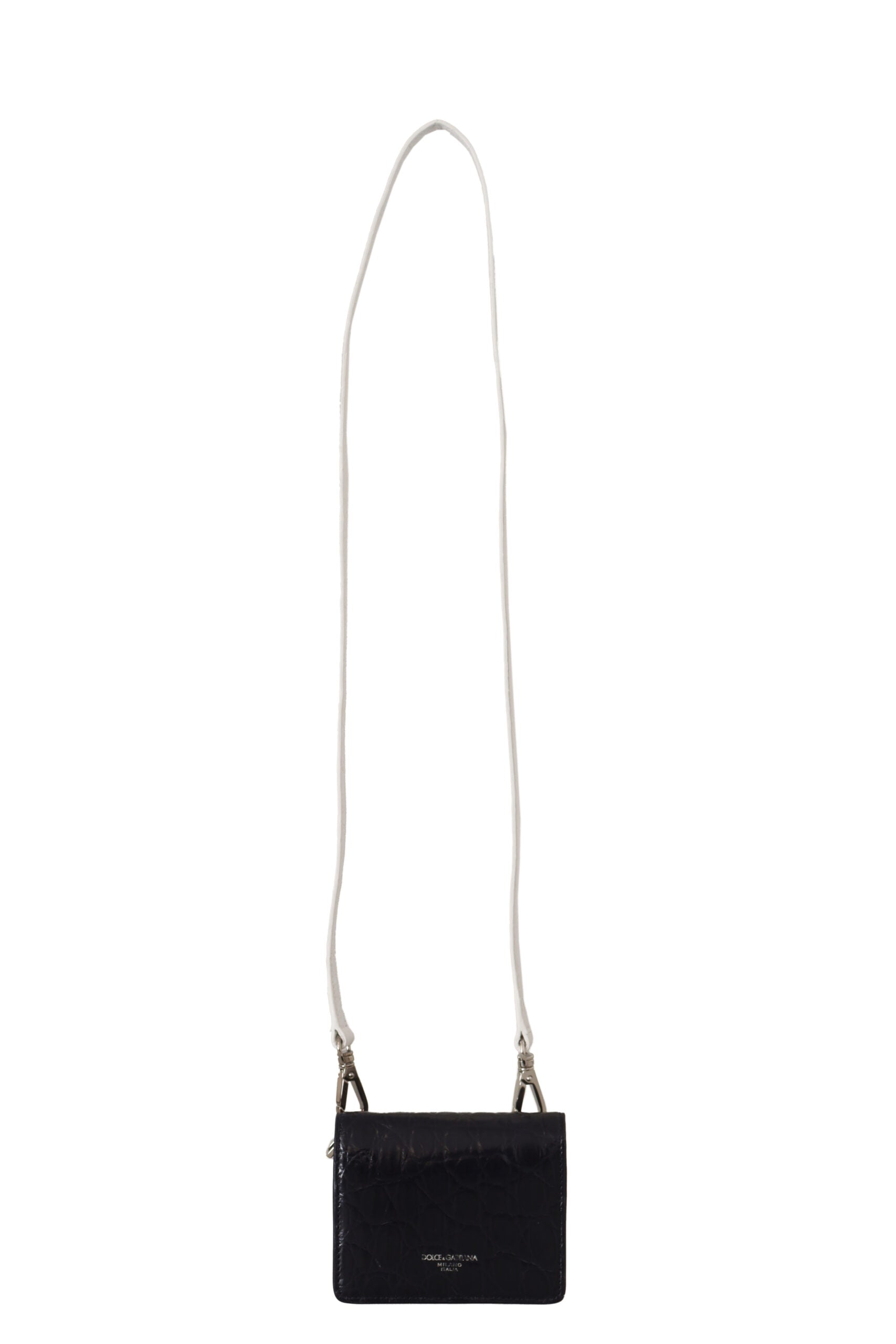 Dolce & Gabbana Blue White Caiman Leather Strap Card Holder Wallet Dolce & Gabbana