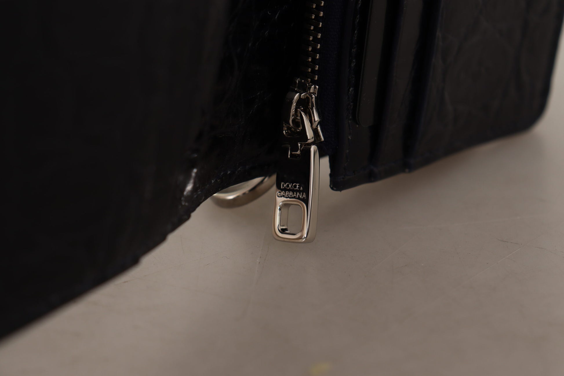 Dolce & Gabbana Blue White Caiman Leather Strap Card Holder Wallet Dolce & Gabbana