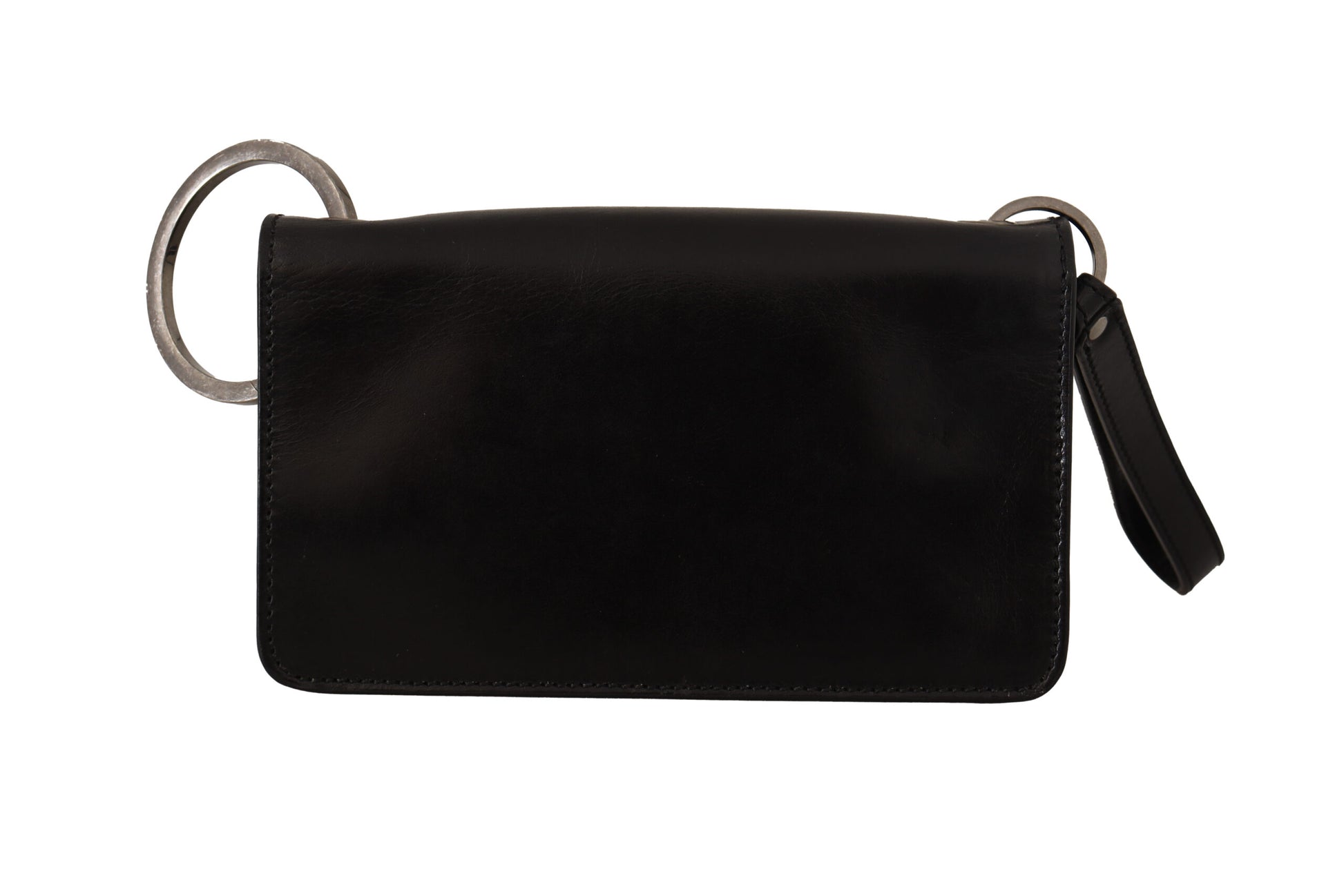 Dolce & Gabbana Black Leather Wristlet Mini Bag Card Bill Wallet Dolce & Gabbana
