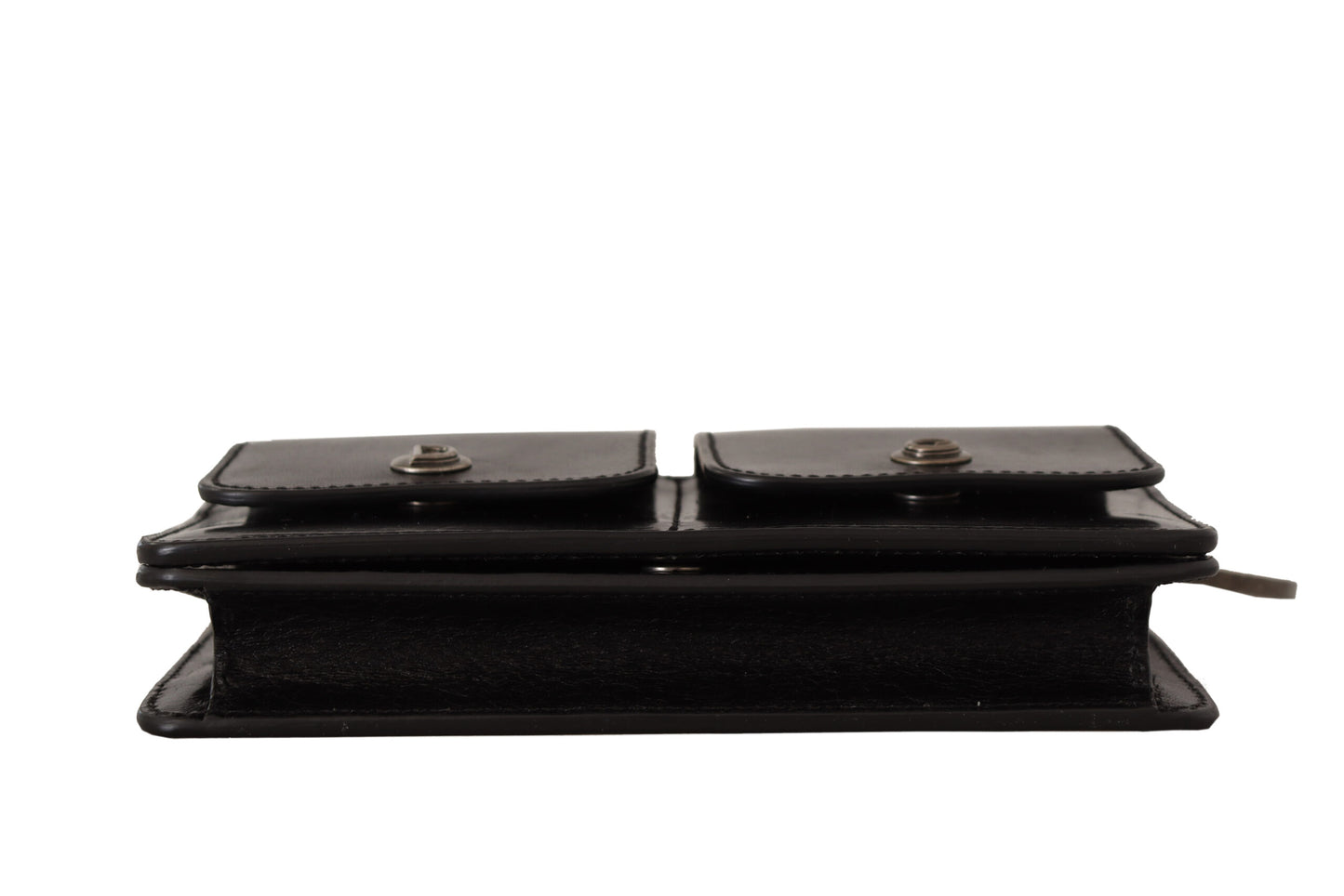 Dolce & Gabbana Black Leather Wristlet Mini Bag Card Bill Wallet Dolce & Gabbana