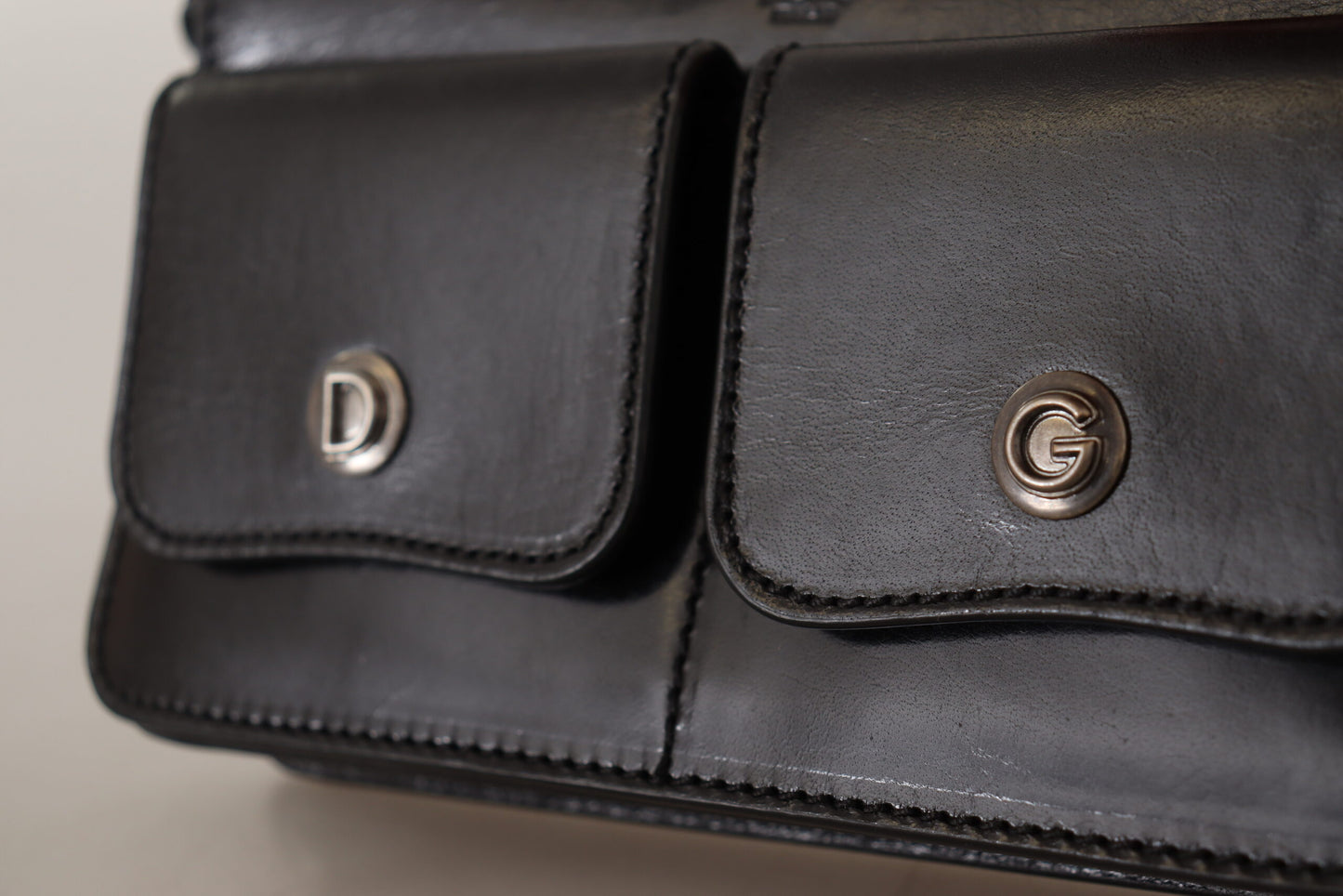 Dolce & Gabbana Black Leather Wristlet Mini Bag Card Bill Wallet Dolce & Gabbana