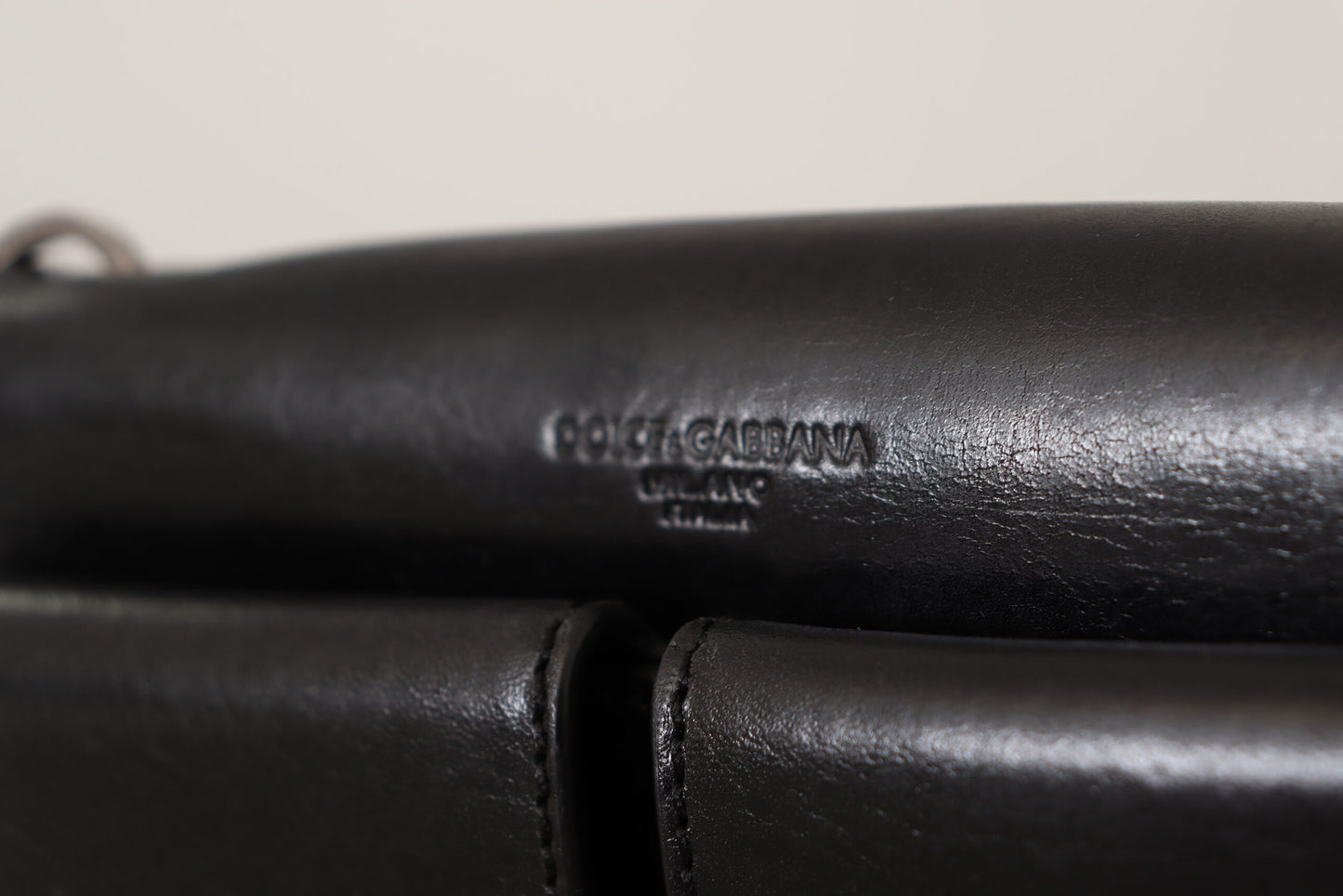 Dolce & Gabbana Black Leather Wristlet Mini Bag Card Bill Wallet Dolce & Gabbana