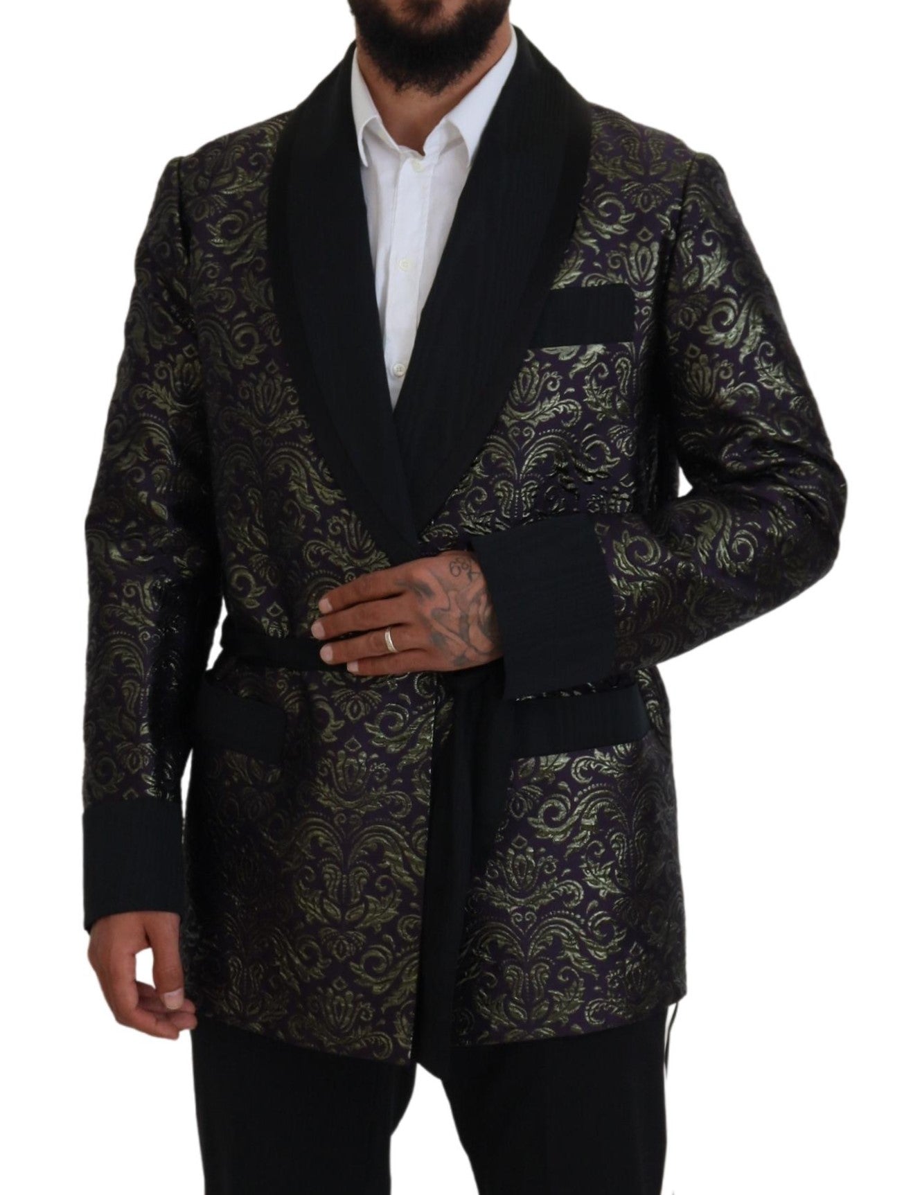 Dolce & Gabbana Gold Purple Baroque Jacket Blazer Robe Dolce & Gabbana