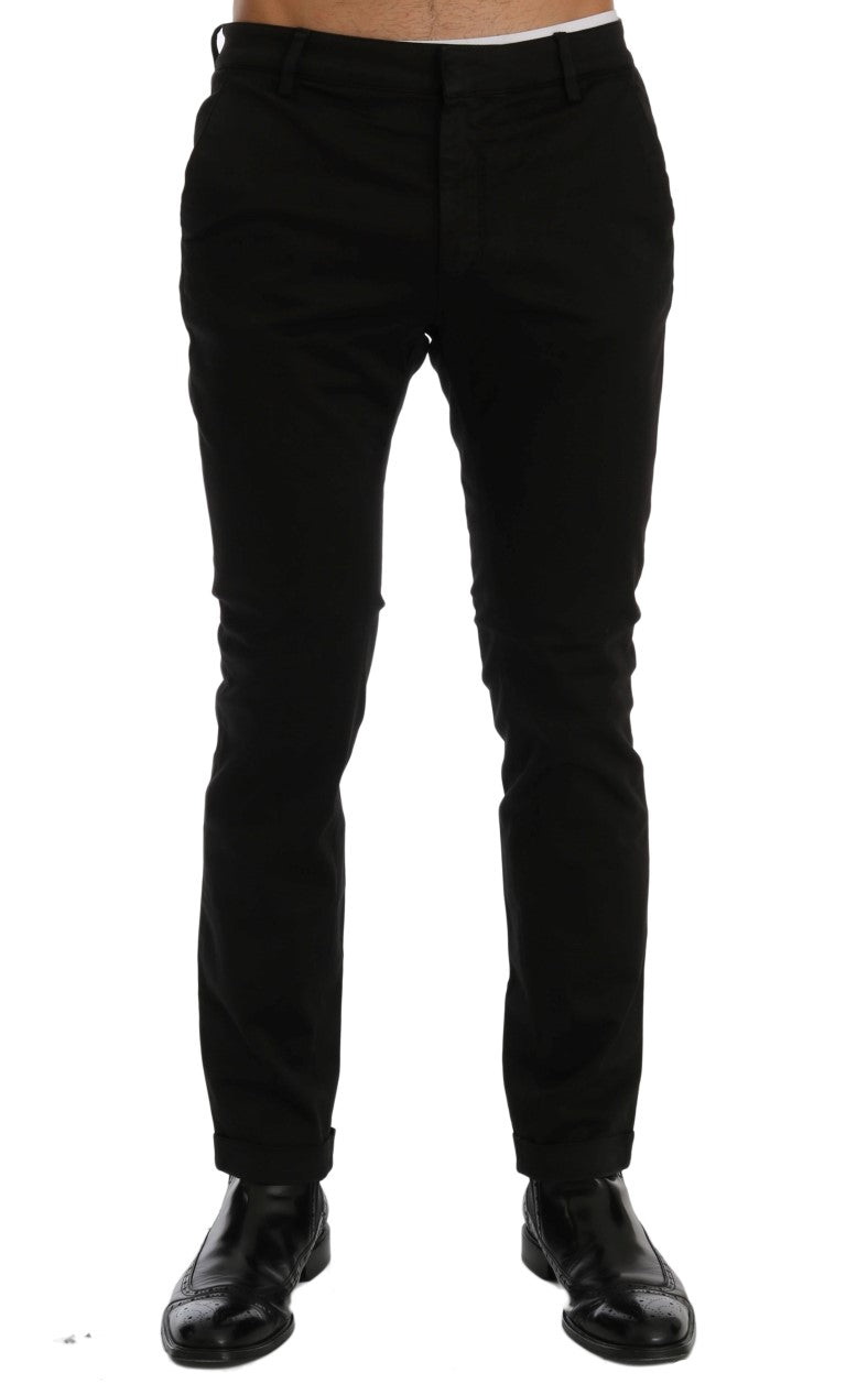 Costume National Black Slim Fit Cotton Stretch Pants Costume National