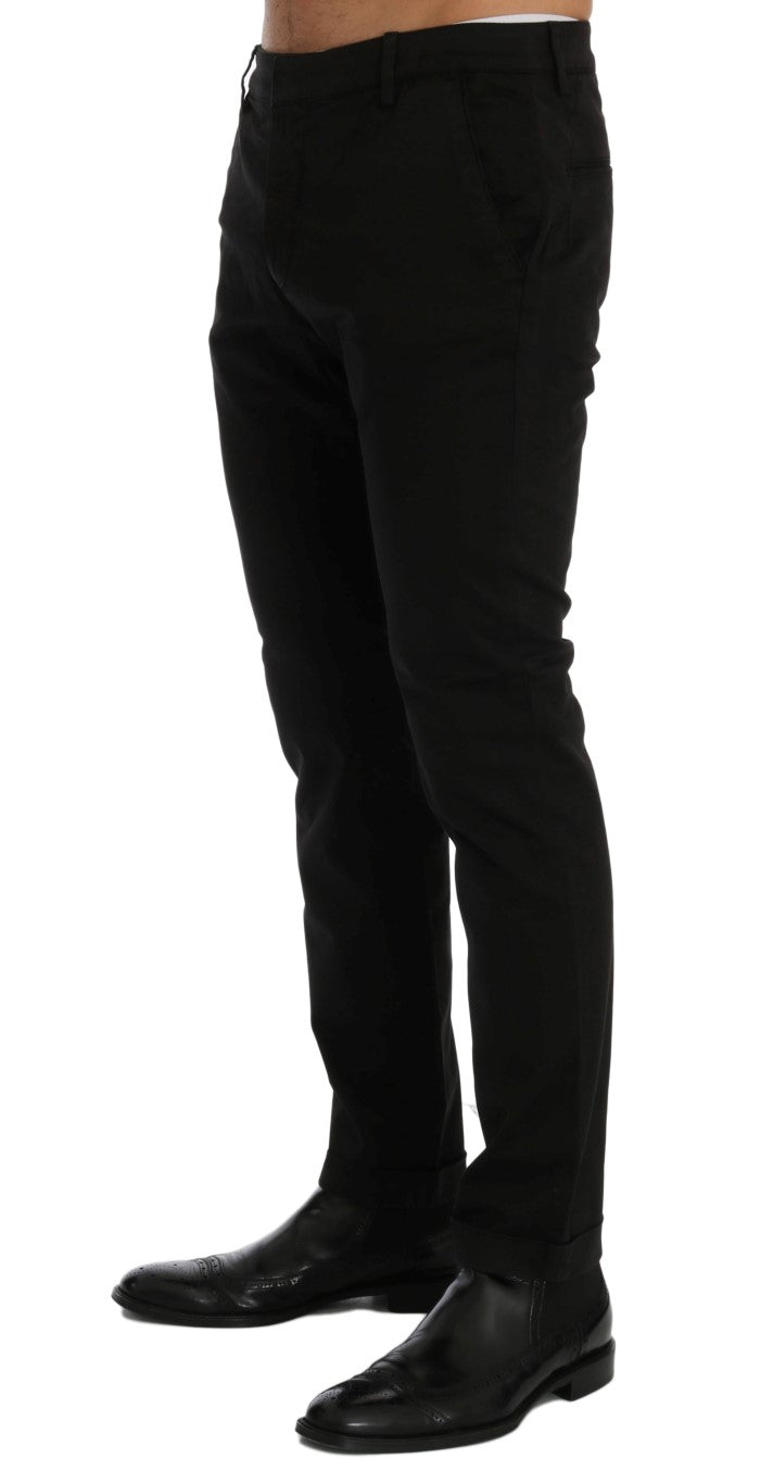 Costume National Black Slim Fit Cotton Stretch Pants Costume National