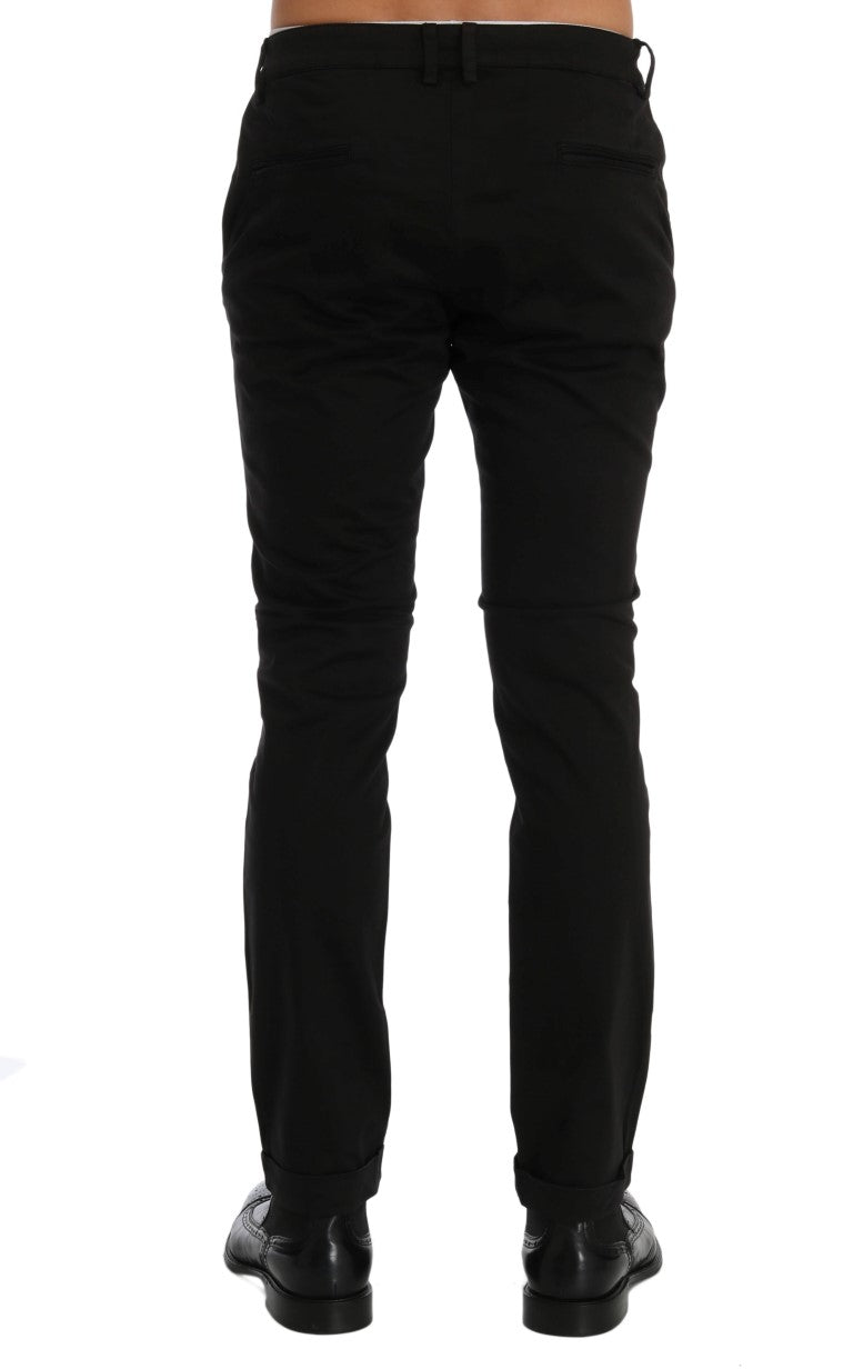 Costume National Black Slim Fit Cotton Stretch Pants Costume National