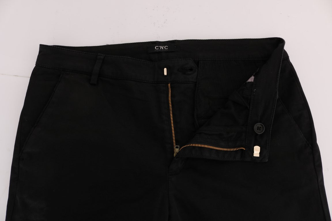Costume National Black Slim Fit Cotton Stretch Pants Costume National