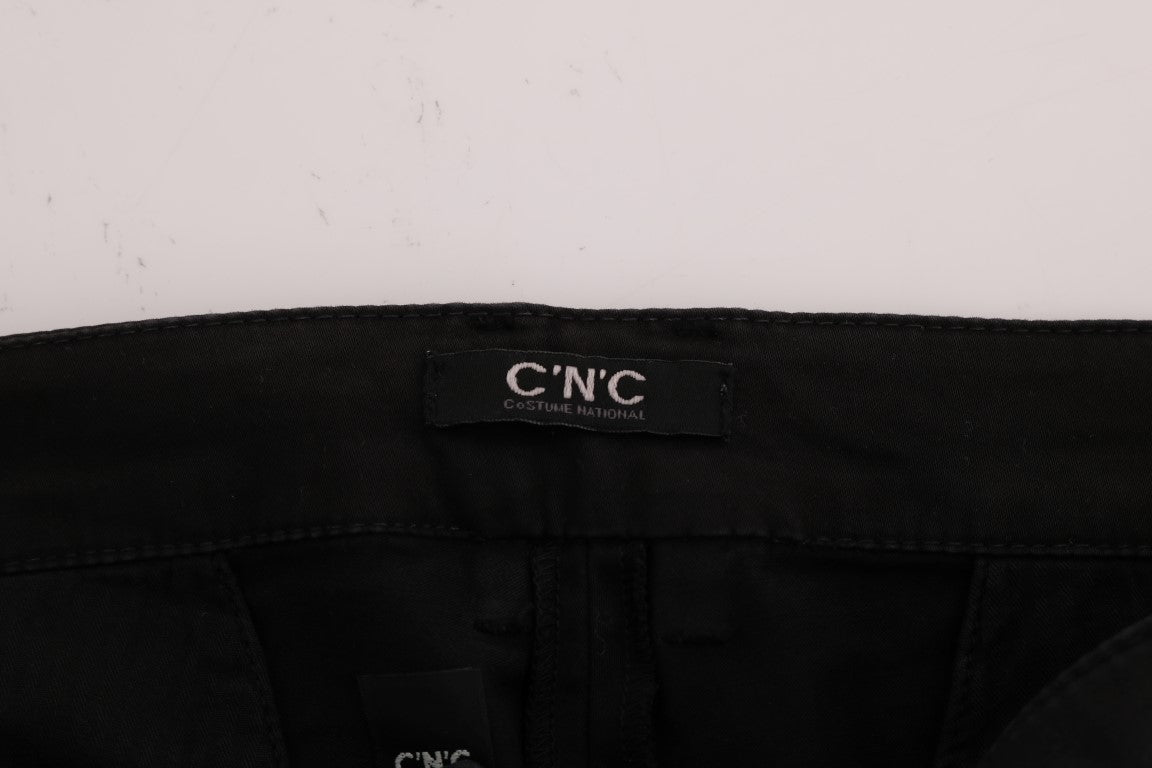Costume National Black Slim Fit Cotton Stretch Pants Costume National