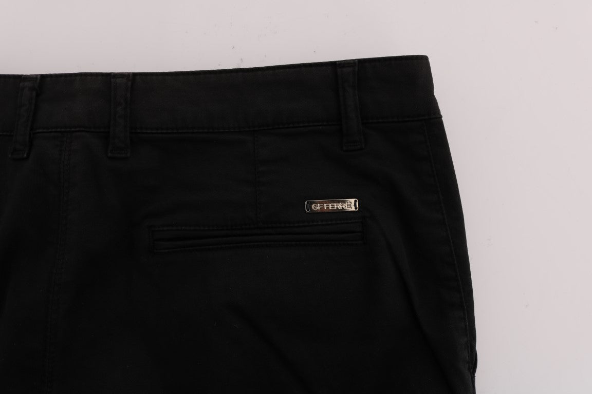 GF Ferre Black Cotton Stretch Chinos Pants GF Ferre