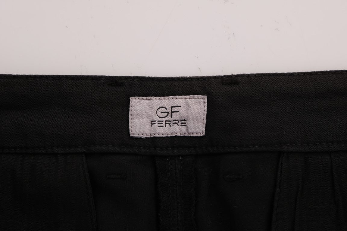 GF Ferre Black Cotton Stretch Chinos Pants GF Ferre