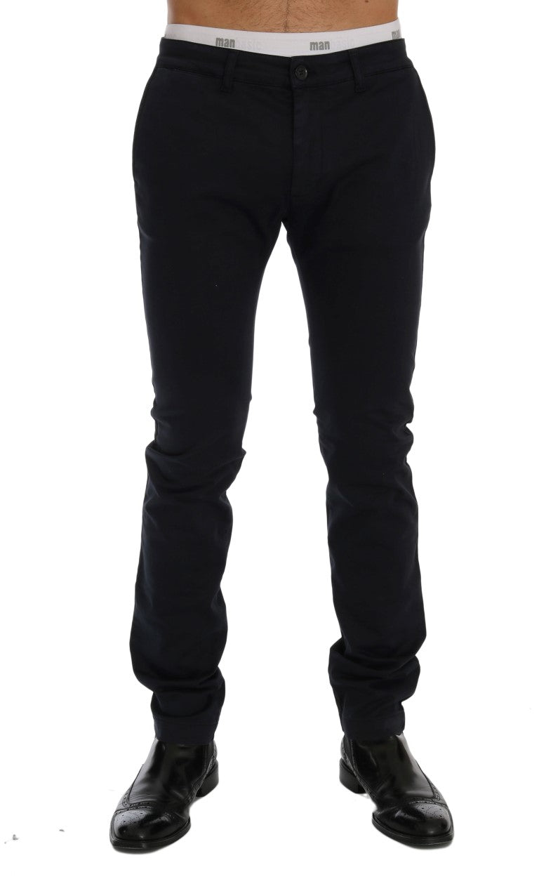 GF Ferre Blue Cotton Stretch Chinos Pants GF Ferre