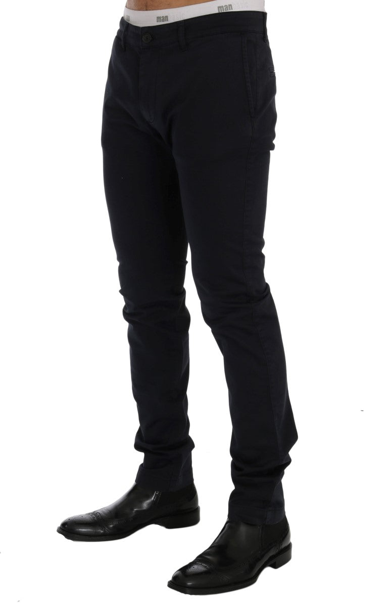 GF Ferre Blue Cotton Stretch Chinos Pants GF Ferre