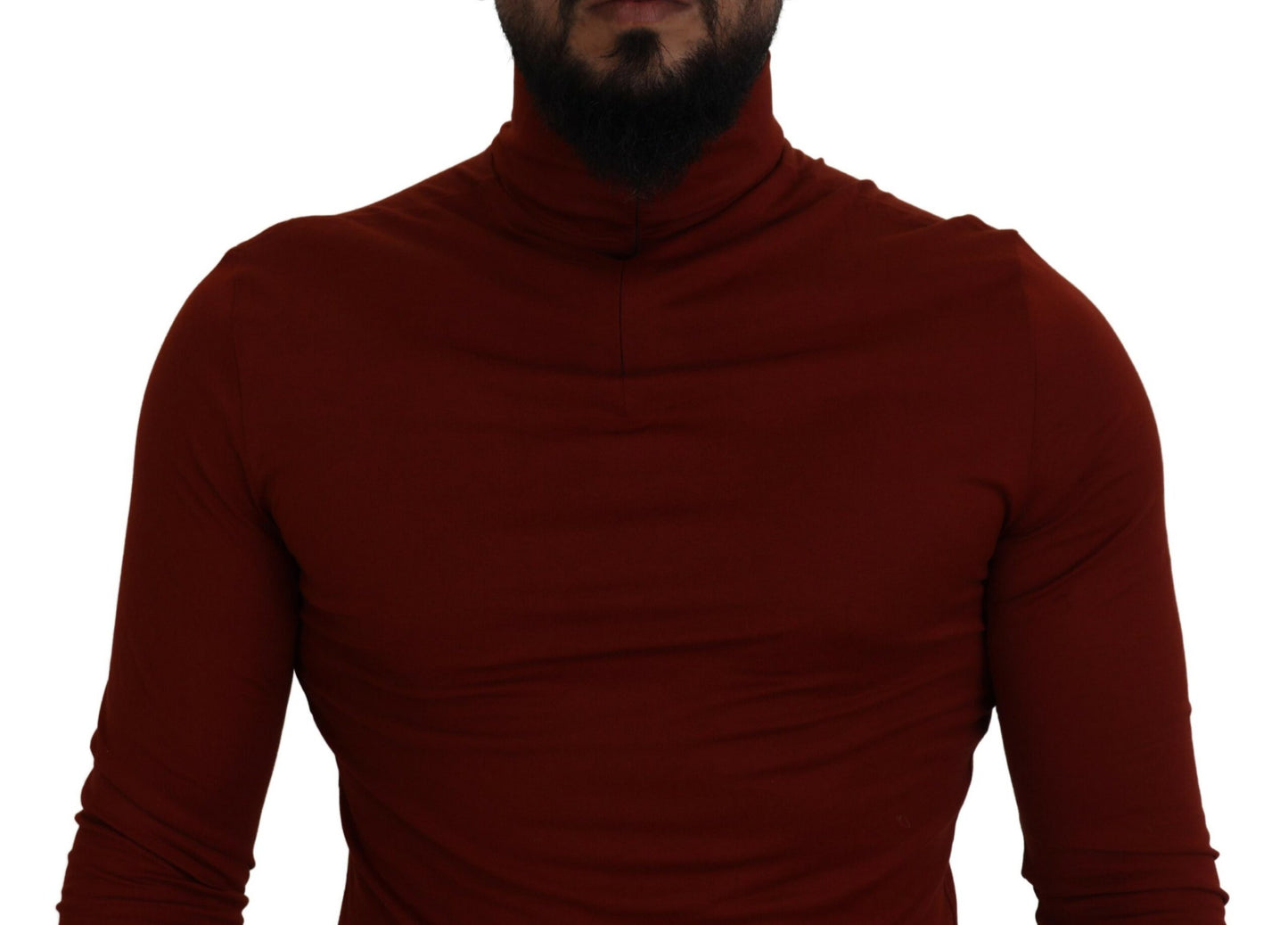 Dolce & Gabbana Maroon Cotton Turtle Neck Zip Sweater Dolce & Gabbana