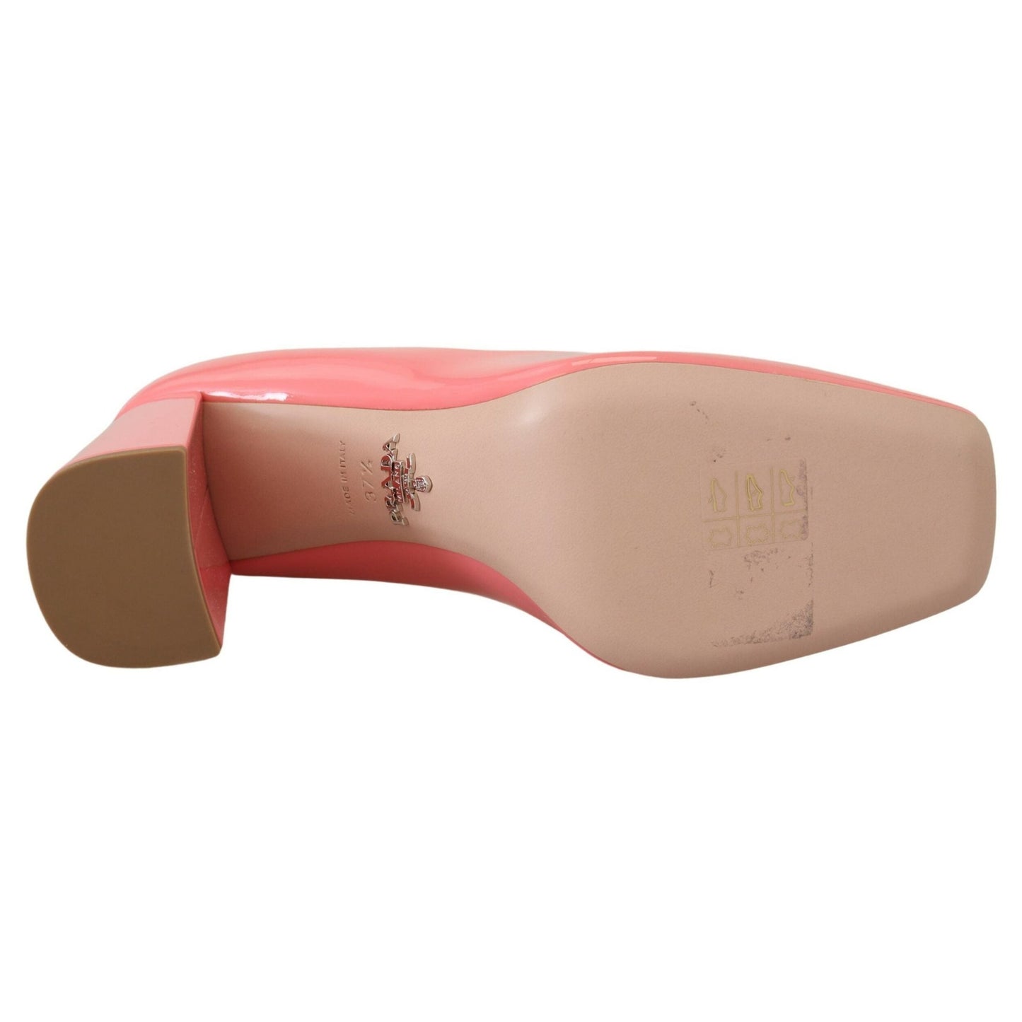 Prada Pink Patent Leather Block Heels Pumps Classic Prada