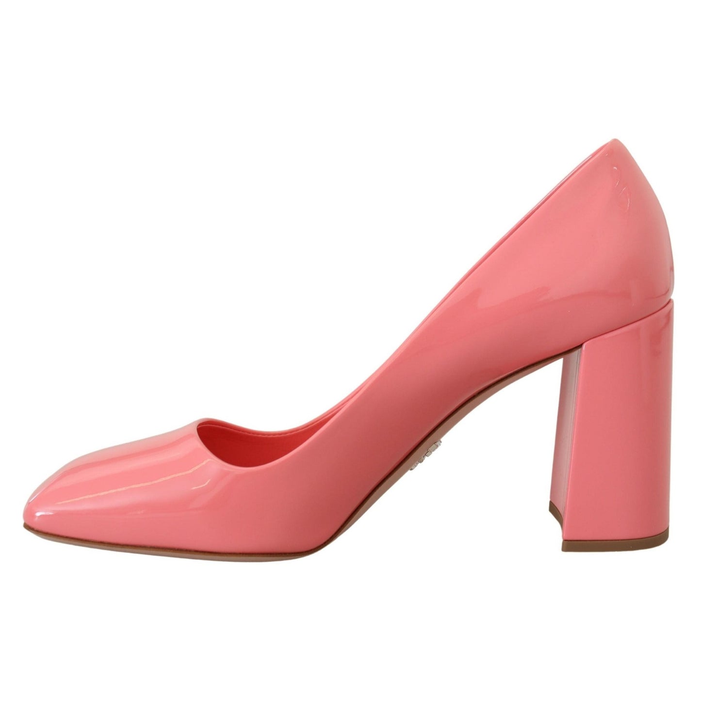 Prada Pink Patent Leather Block Heels Pumps Classic Prada