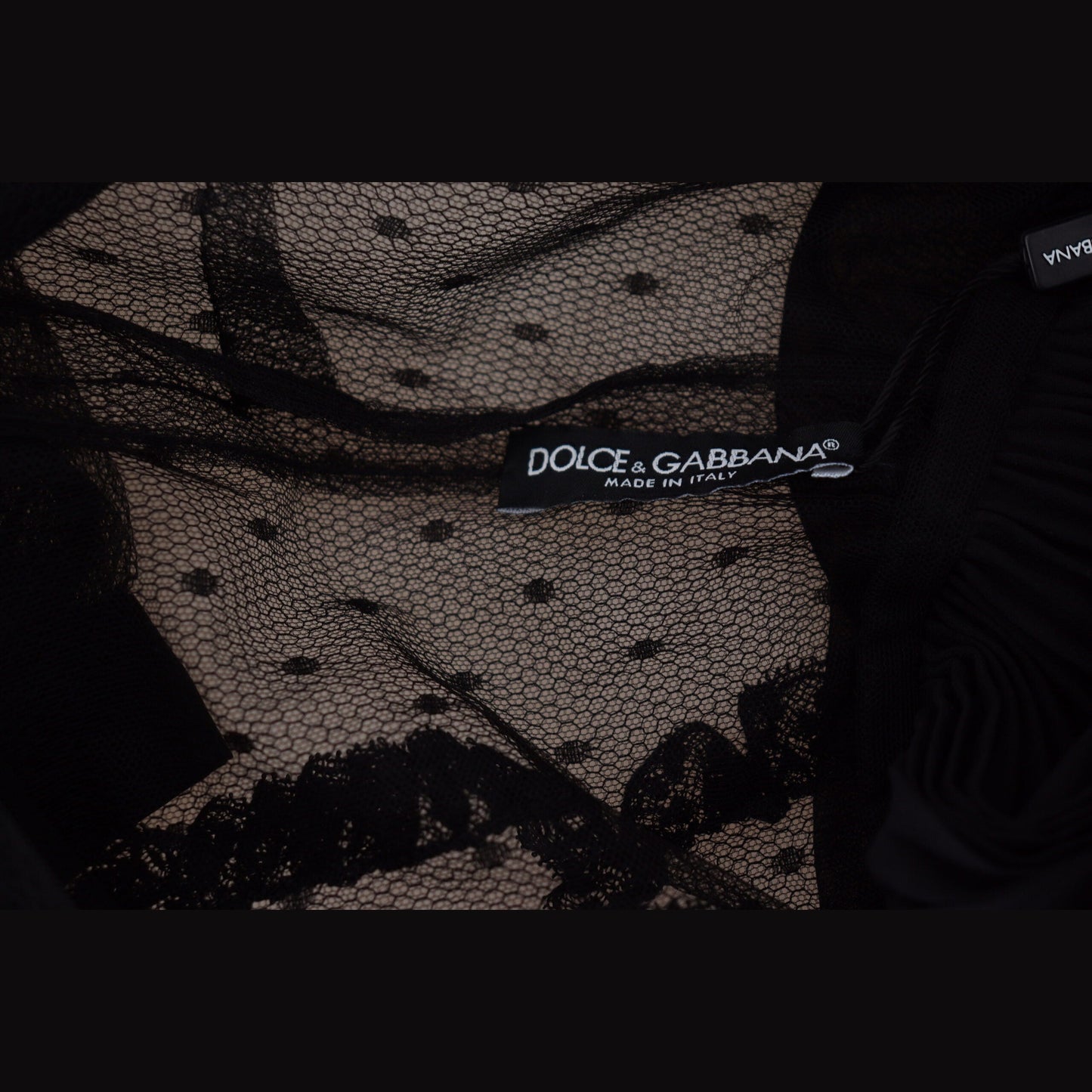 Dolce & Gabbana Black Lace Trim A-line Mini Nylon Dress