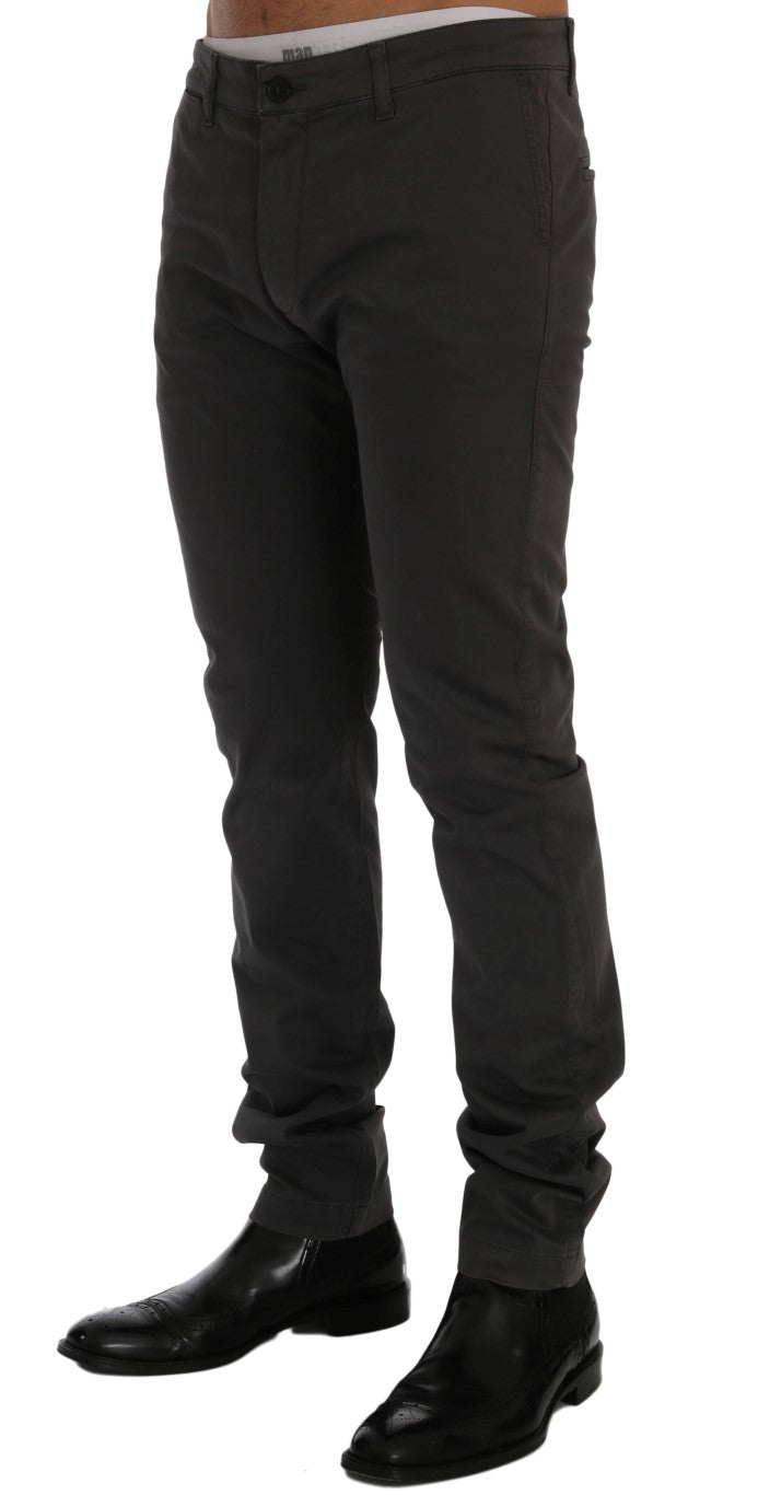 GF Ferre Gray Cotton Stretch Chinos Pants GF Ferre