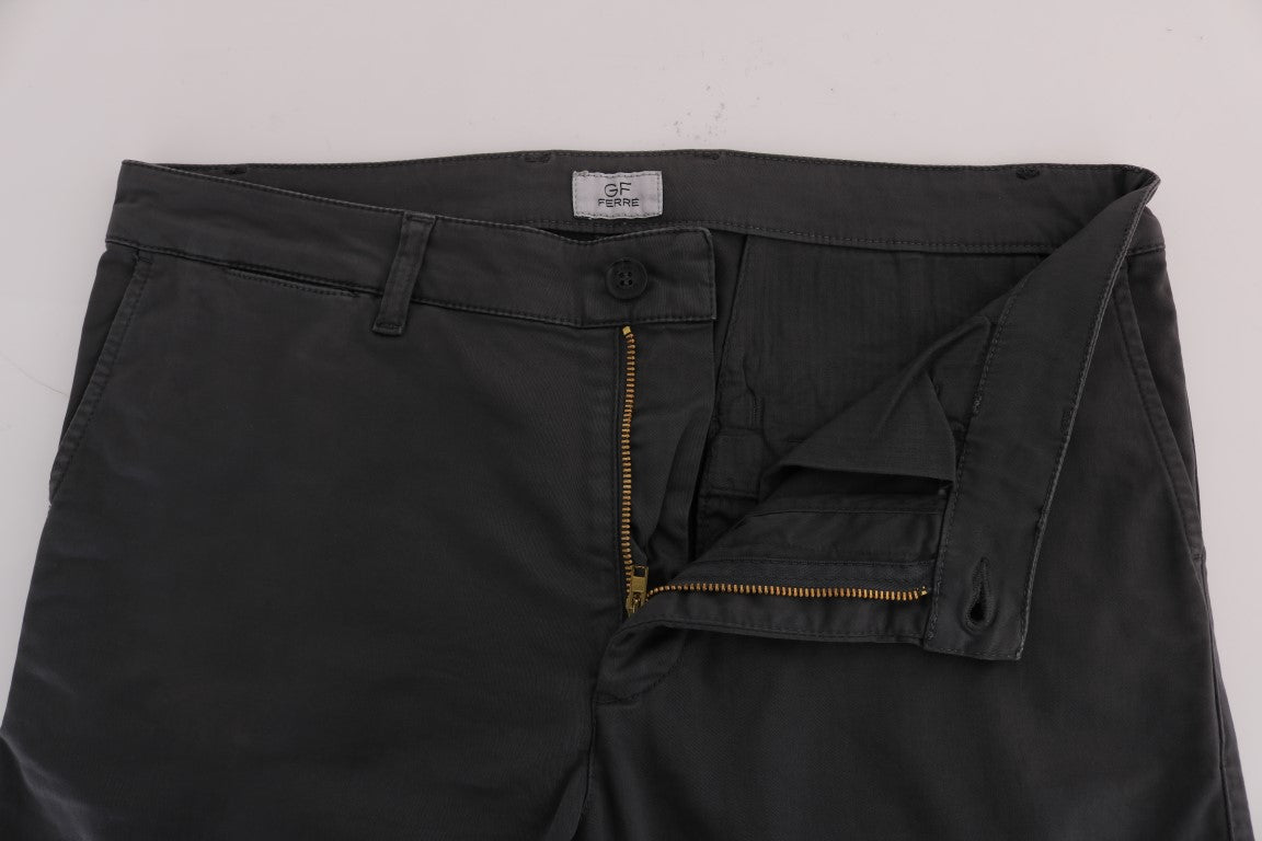 GF Ferre Gray Cotton Stretch Chinos Pants GF Ferre