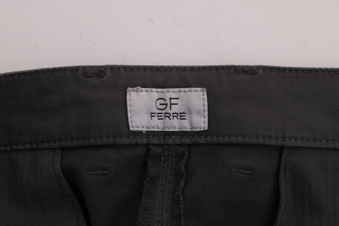 GF Ferre Gray Cotton Stretch Chinos Pants GF Ferre