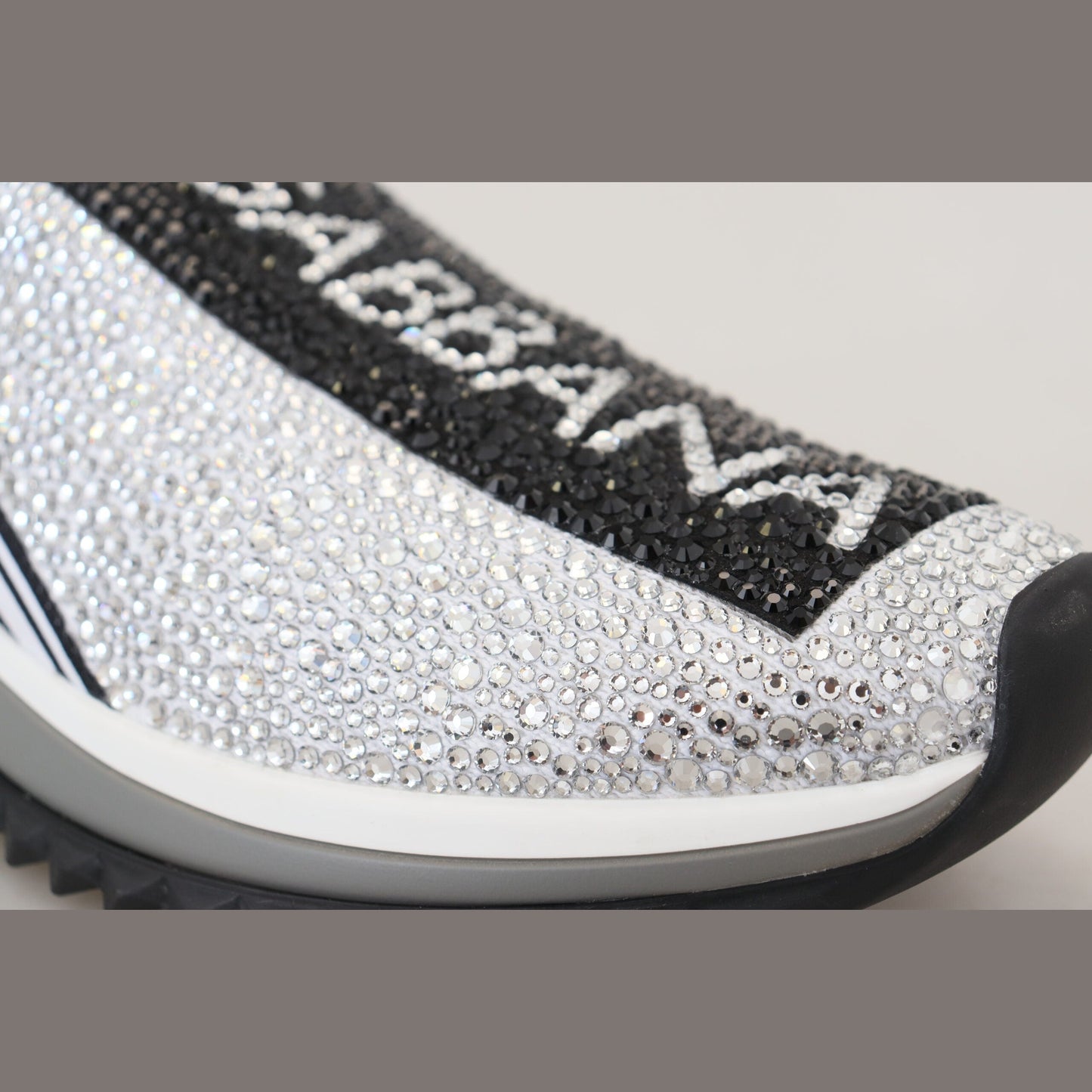 Dolce & Gabbana Silver Rhinestones Sorrento Sneakers Shoes