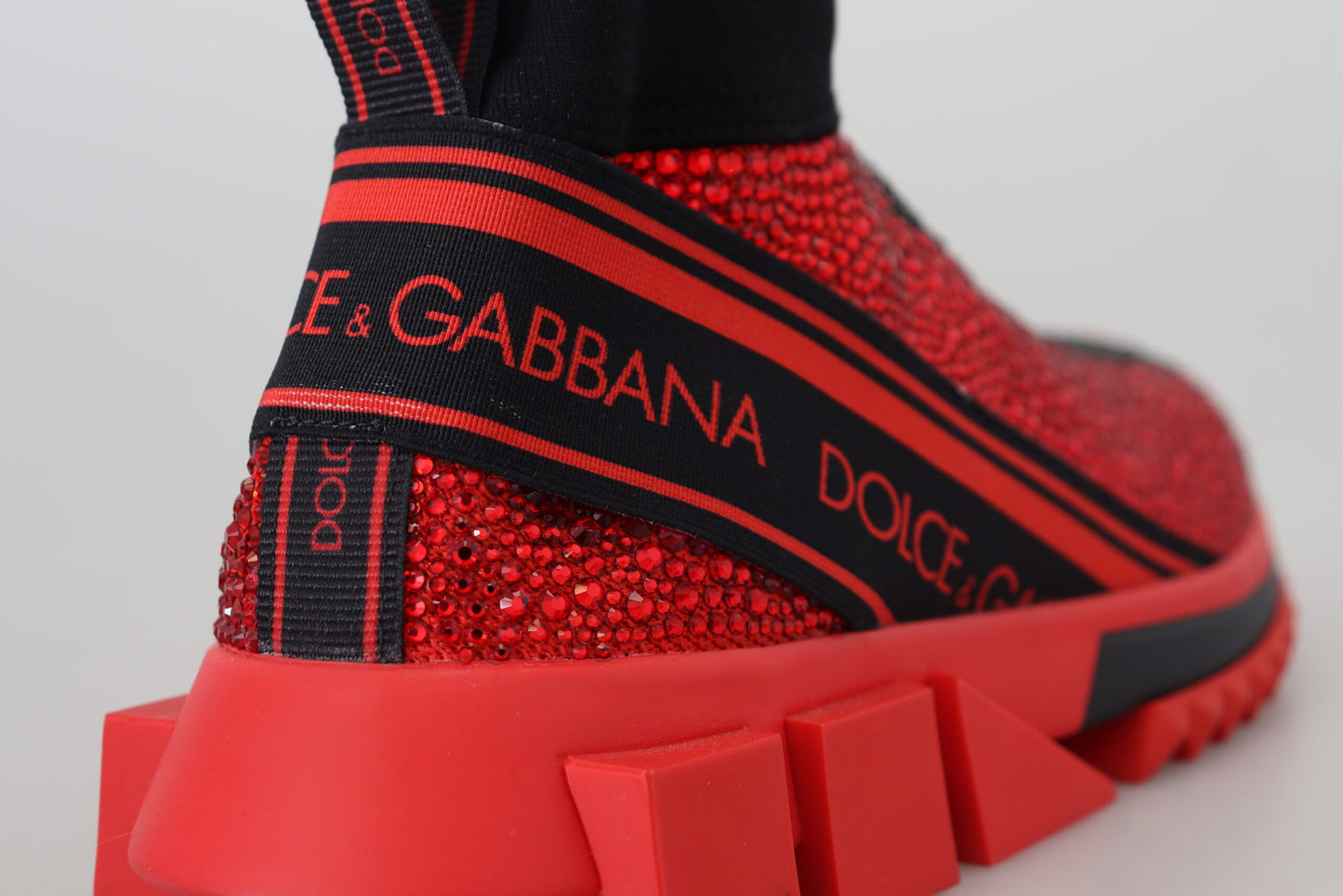 Dolce & Gabbana Red Bling Sorrento Sneakers Socks Shoes Dolce & Gabbana