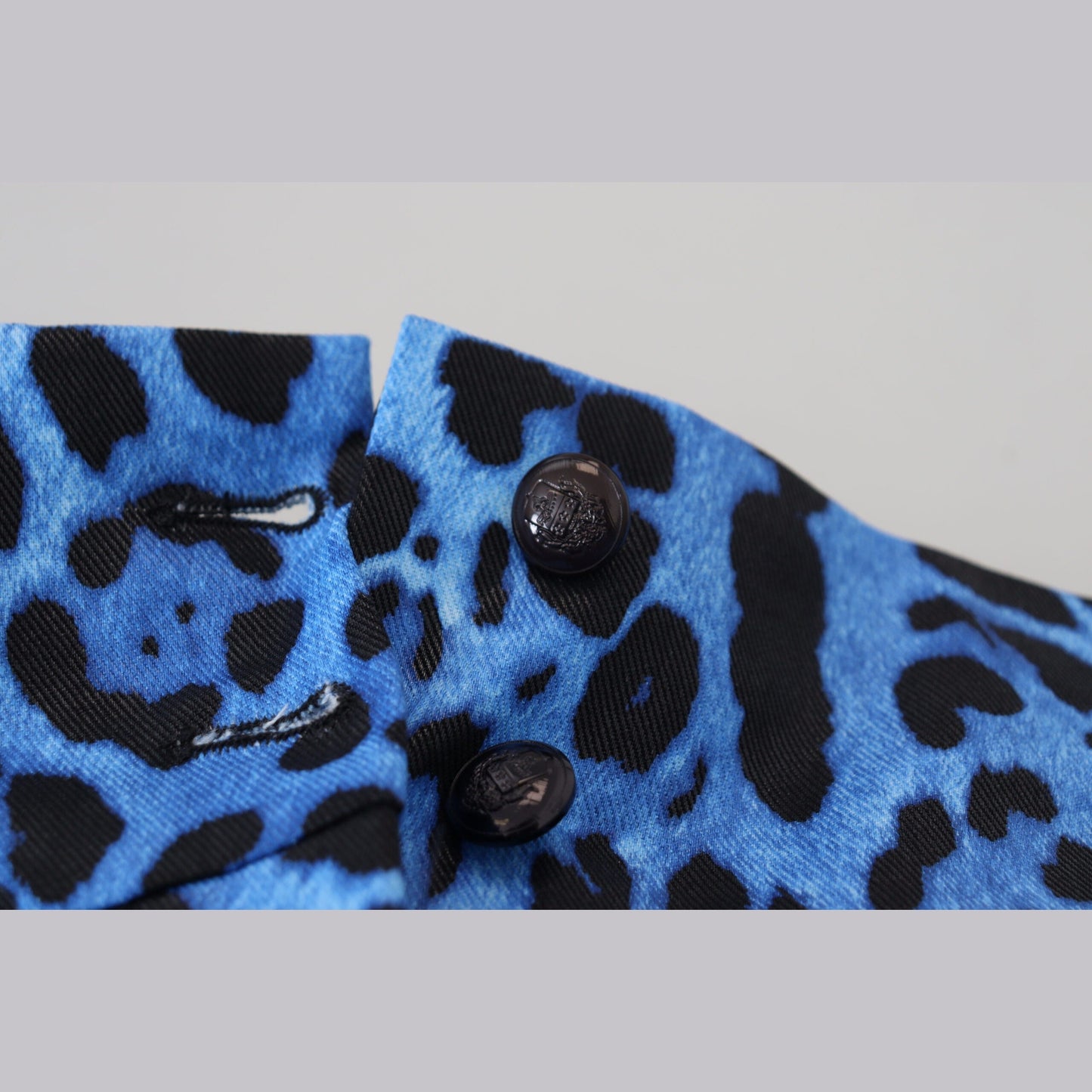 Dolce & Gabbana Blue Leopard Print High Waist Pants