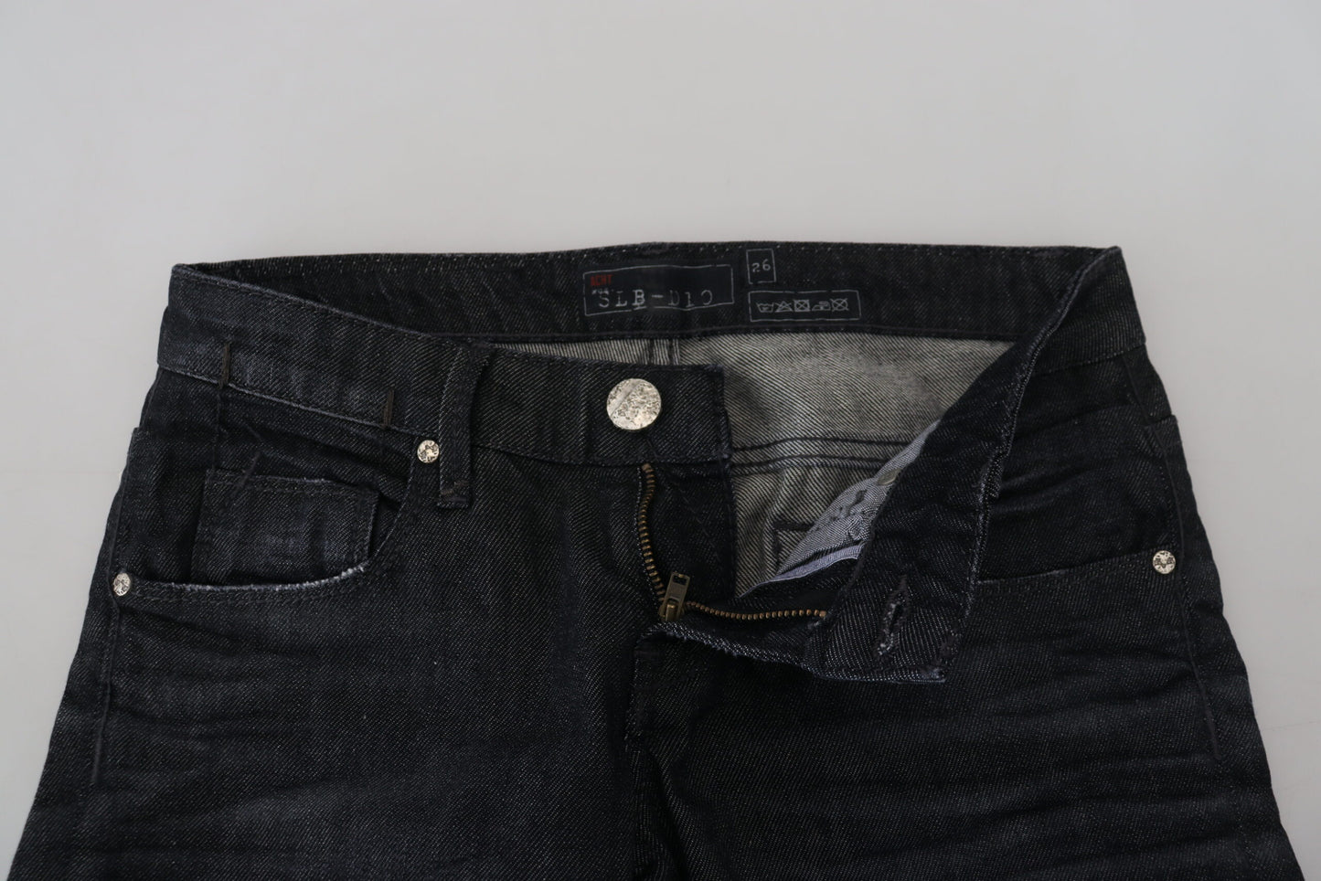 Acht Black Cotton Low Waist Slim Fit Women Casual Denim Jeans Acht