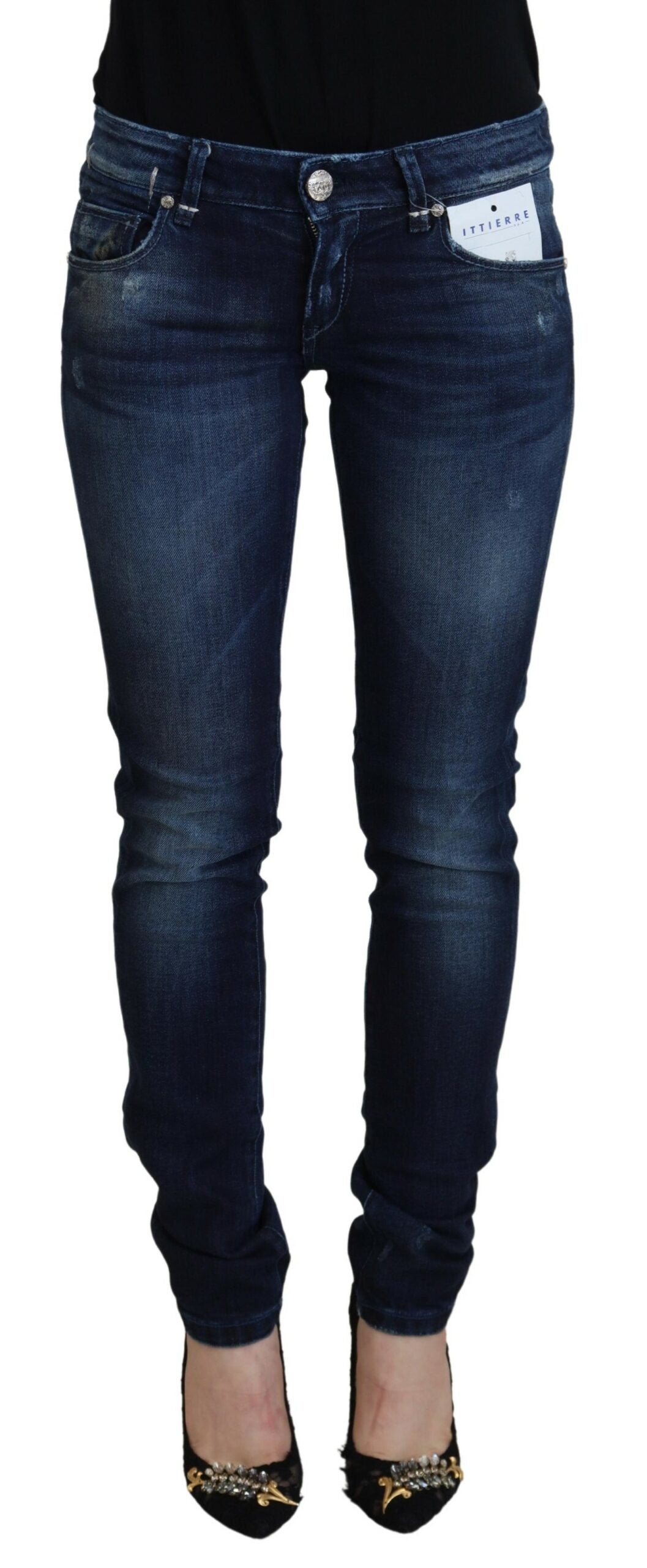 Acht Blue Cotton Low Waist Slim Fit Women Casual Denim Jeans Acht