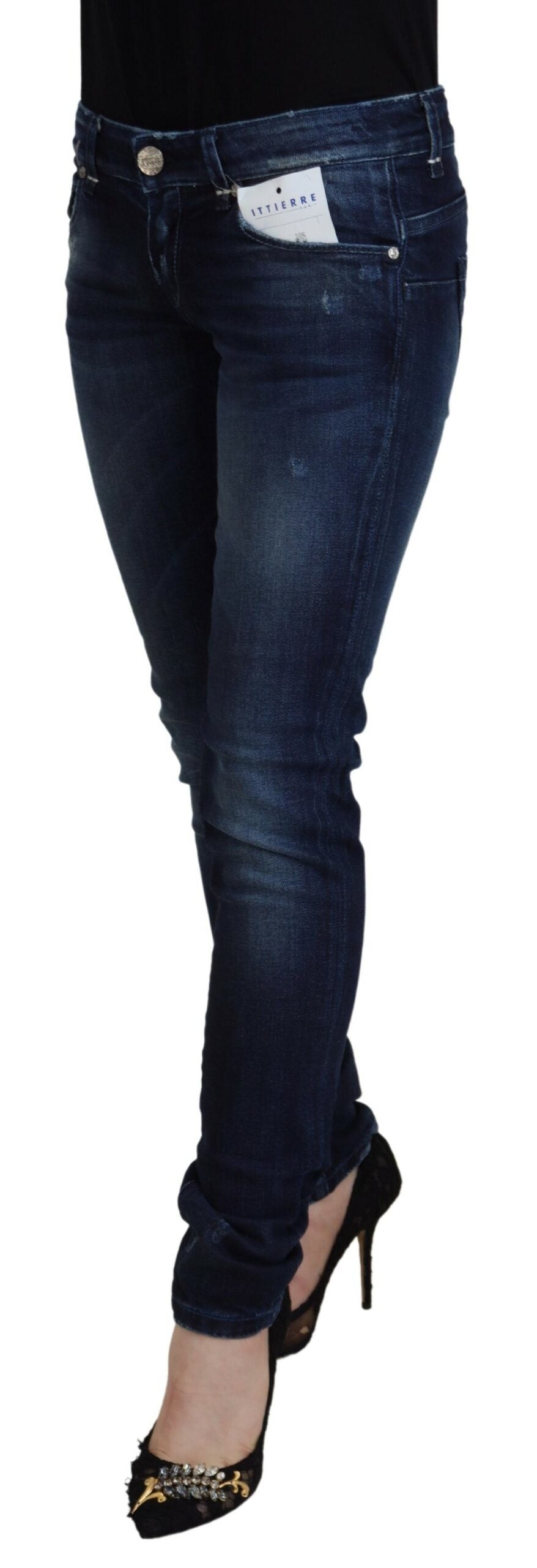 Acht Blue Cotton Low Waist Slim Fit Women Casual Denim Jeans Acht