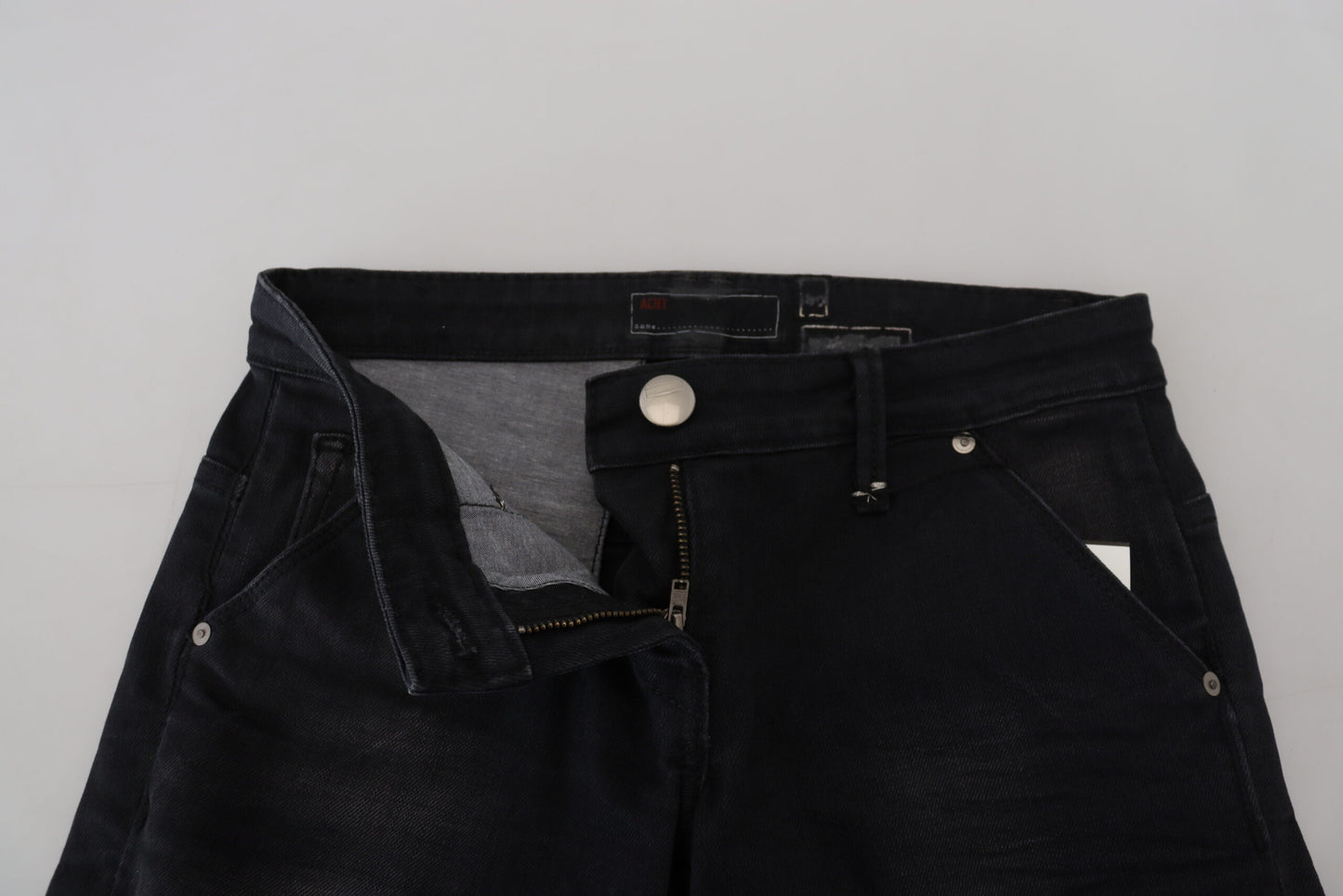 Acht Black Washed Cotton Skinny Women Casual Denim Jeans Acht
