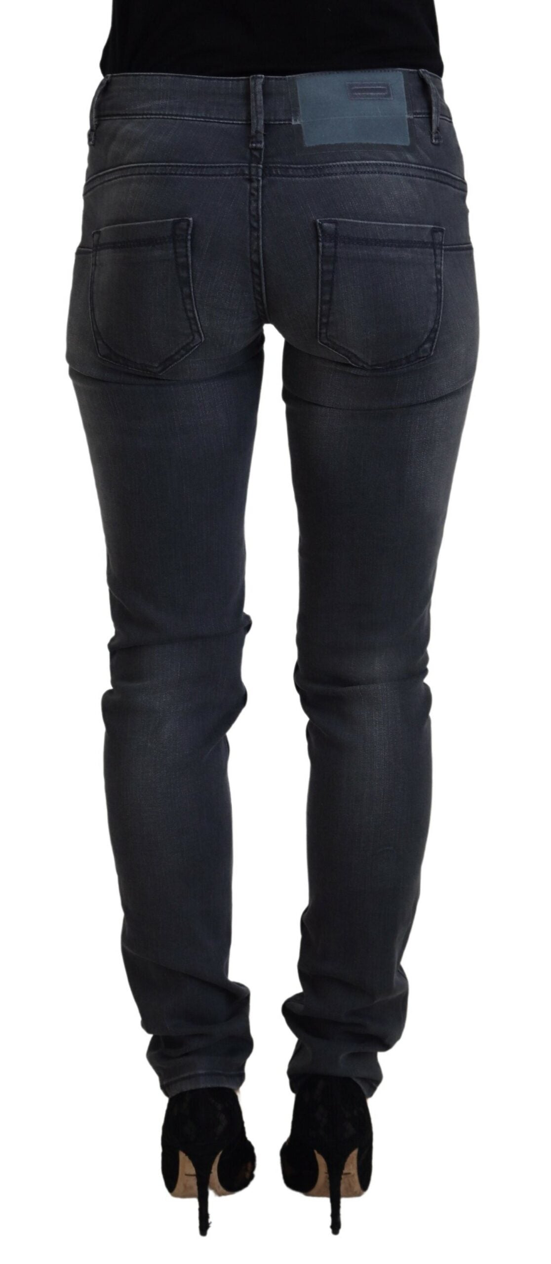 Acht Gray Cotton Skinny Low Waist Women Casual Denim Jeans Acht
