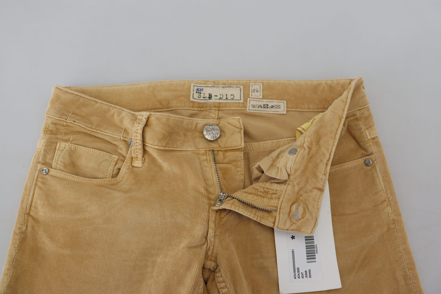 Acht Brown Cotton Corduroy Low Waist Women Casual Jeans Acht