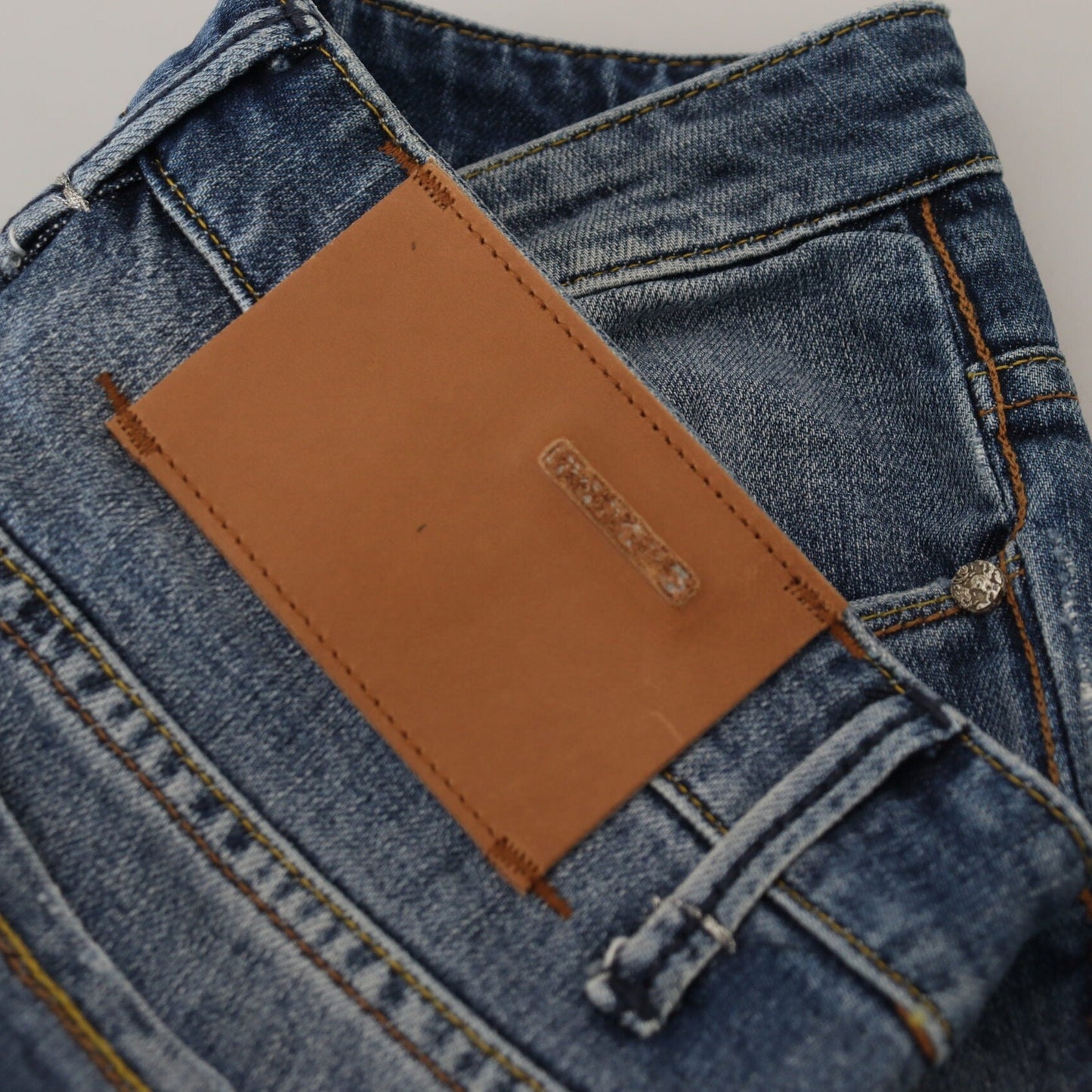 Acht Blue Washed Cotton Low Waist Women Casual Jeans Acht