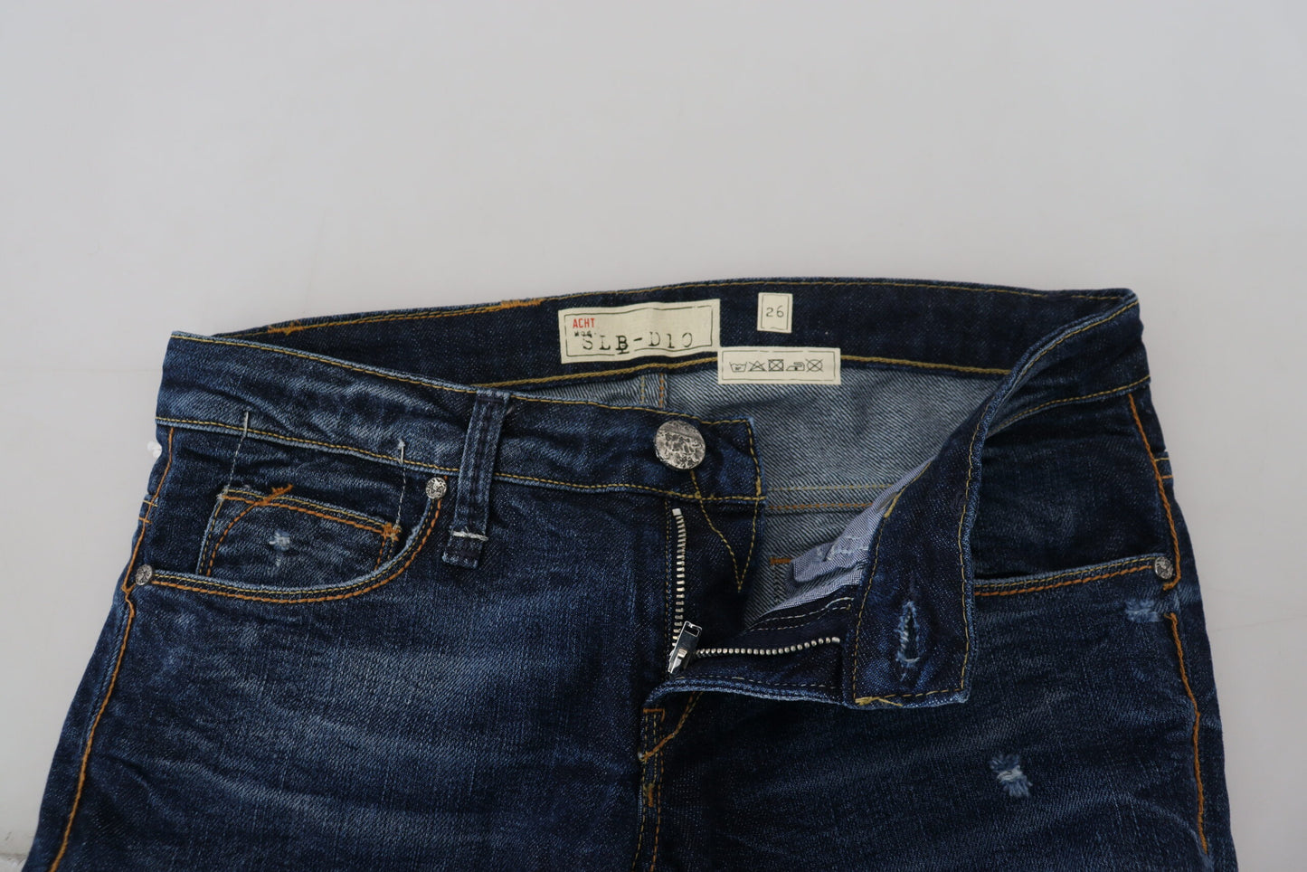 Acht Blue Washed Cotton Low Waist Women Casual Jeans Acht