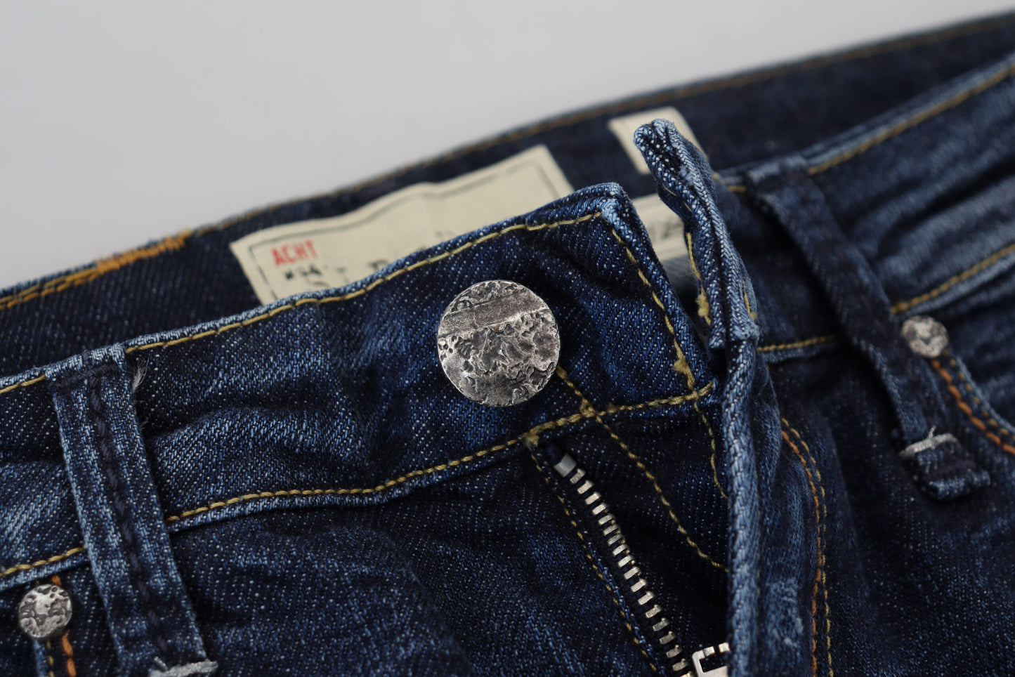 Acht Blue Washed Cotton Low Waist Women Casual Jeans Acht
