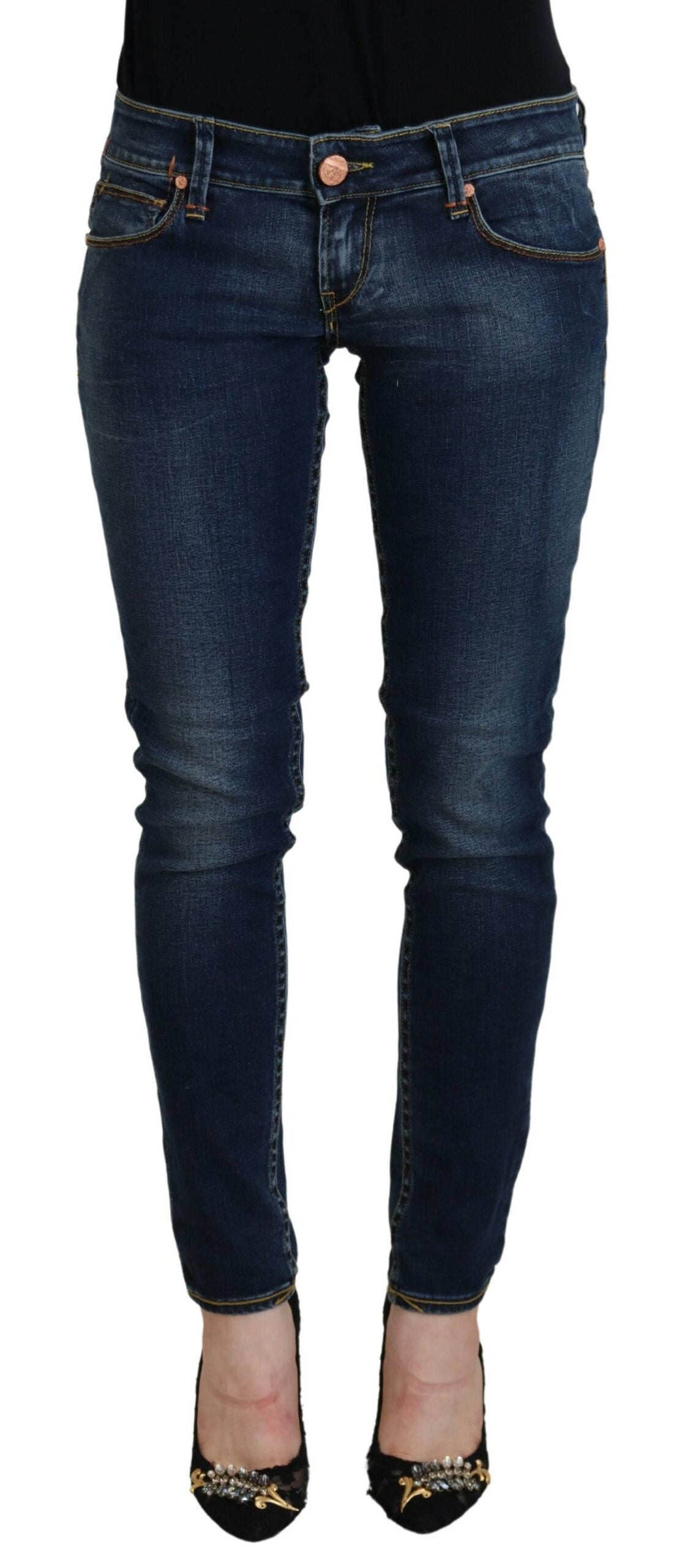 Acht Blue Cotton Low Waist Skinny Women Casual Jeans Acht