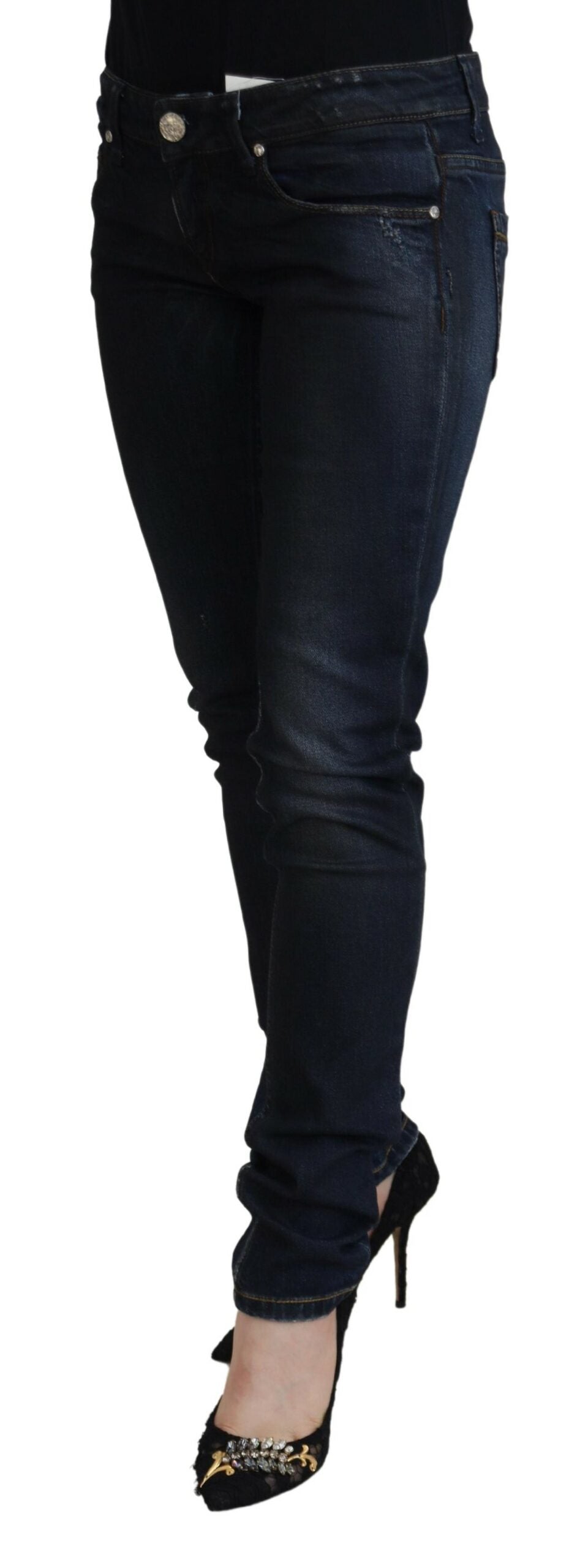 Acht Blue Cotton Low Waist Slim Fit Women Casual Jeans Acht