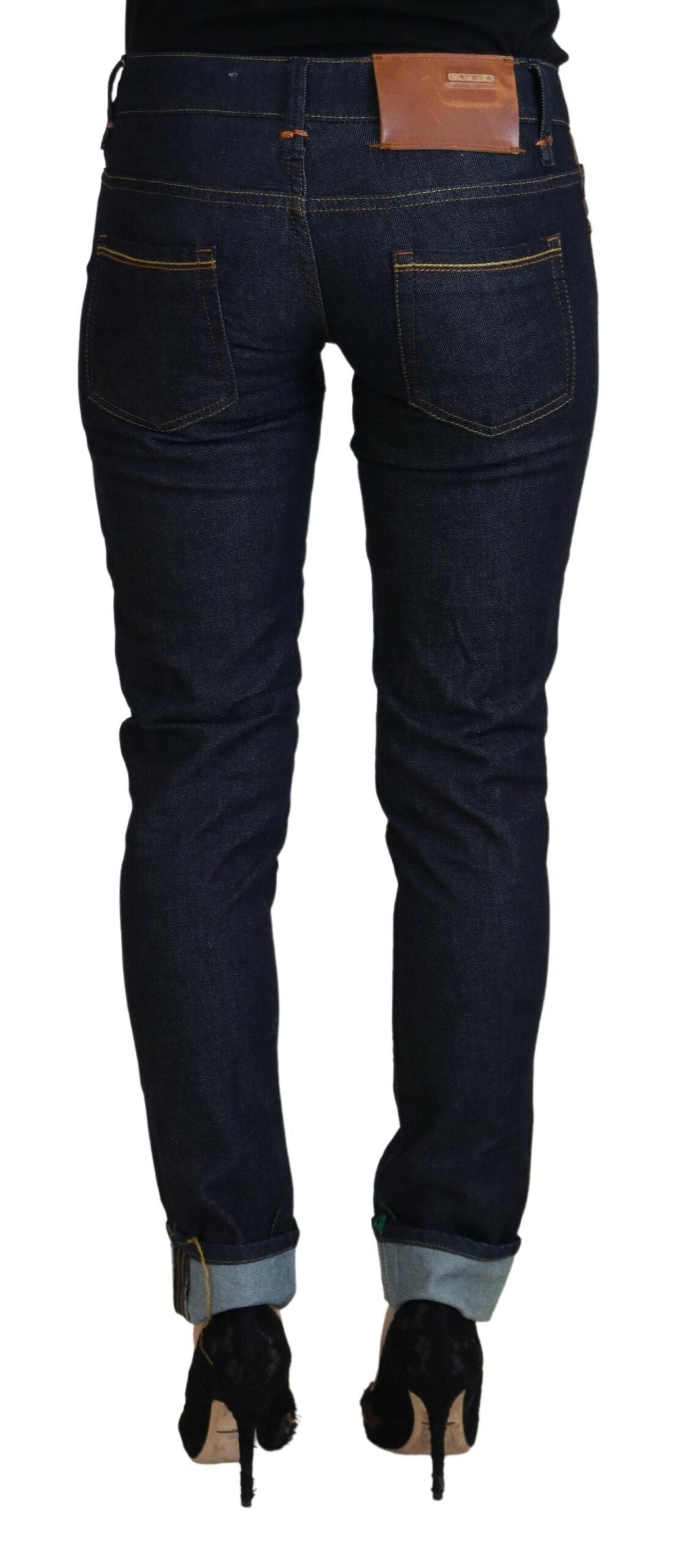 Acht Blue Cotton Low Waist Slim Fit Women Casual Jeans Acht