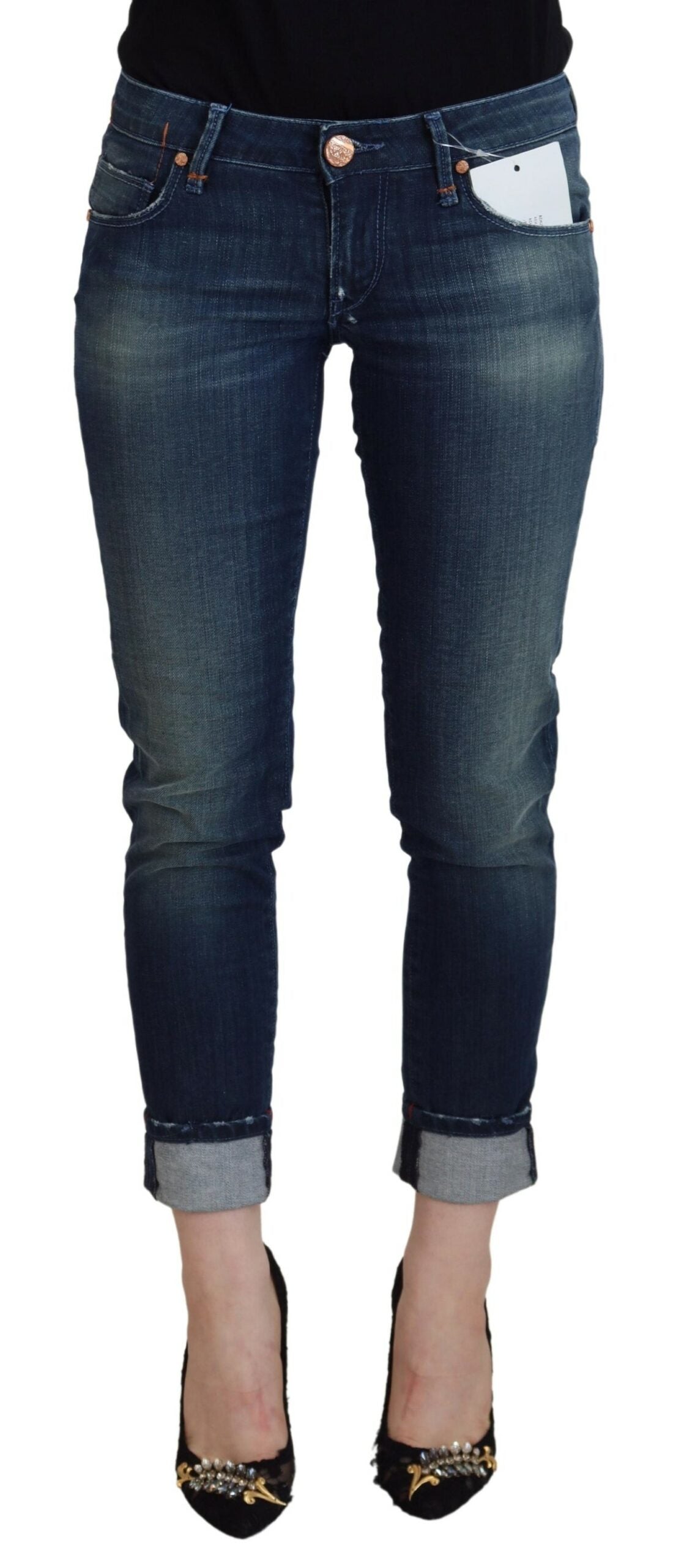 Acht Blue Cotton Slim Fit Women Casual Denim Jeans Acht