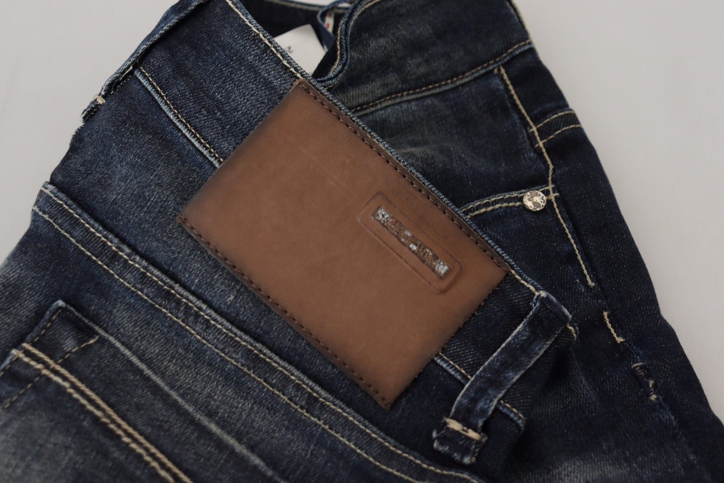 Acht Blue Washed Cotton Slim Fit Women Denim Jeans Acht