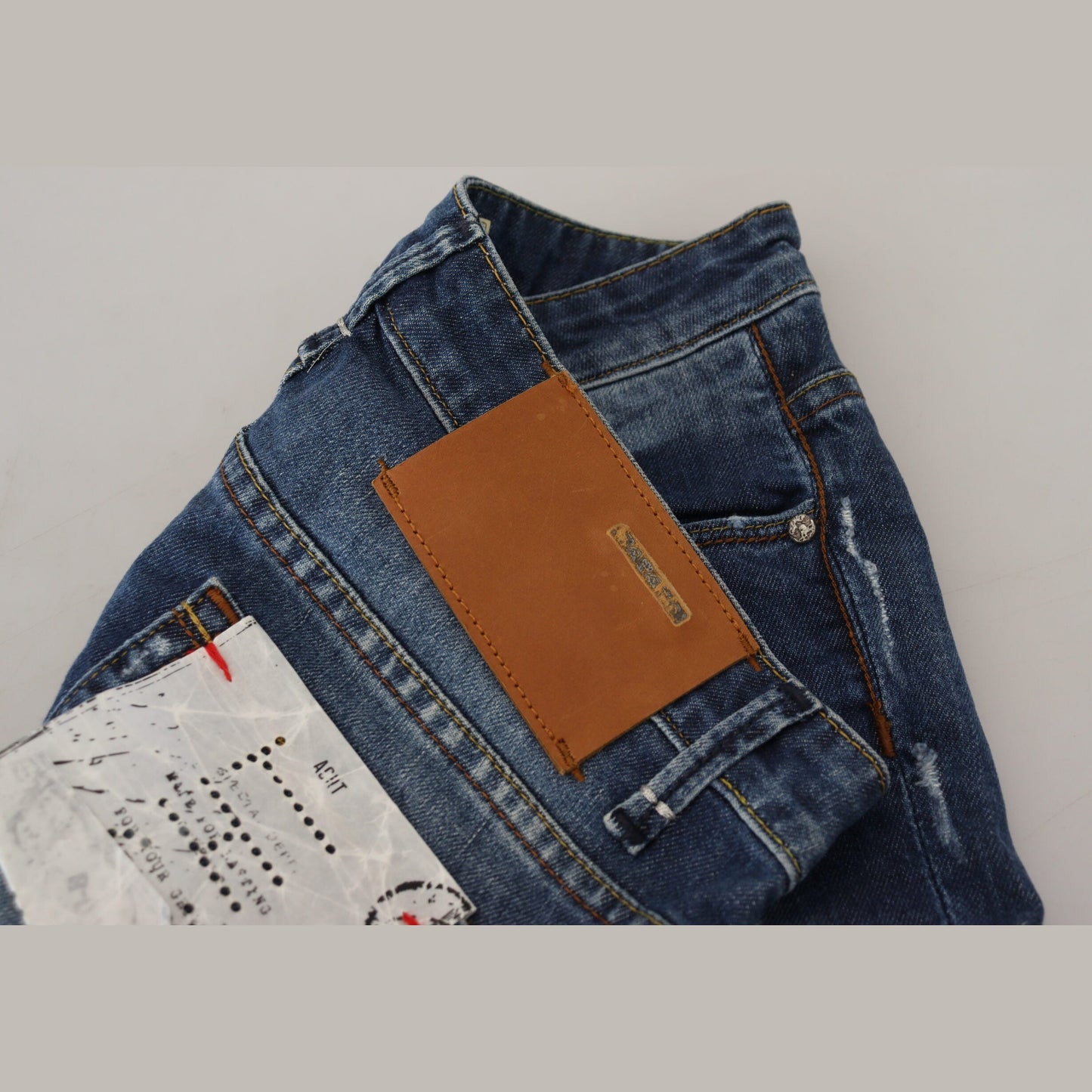 Acht Blue Washed Cotton Slim Fit Women Denim Jeans Acht