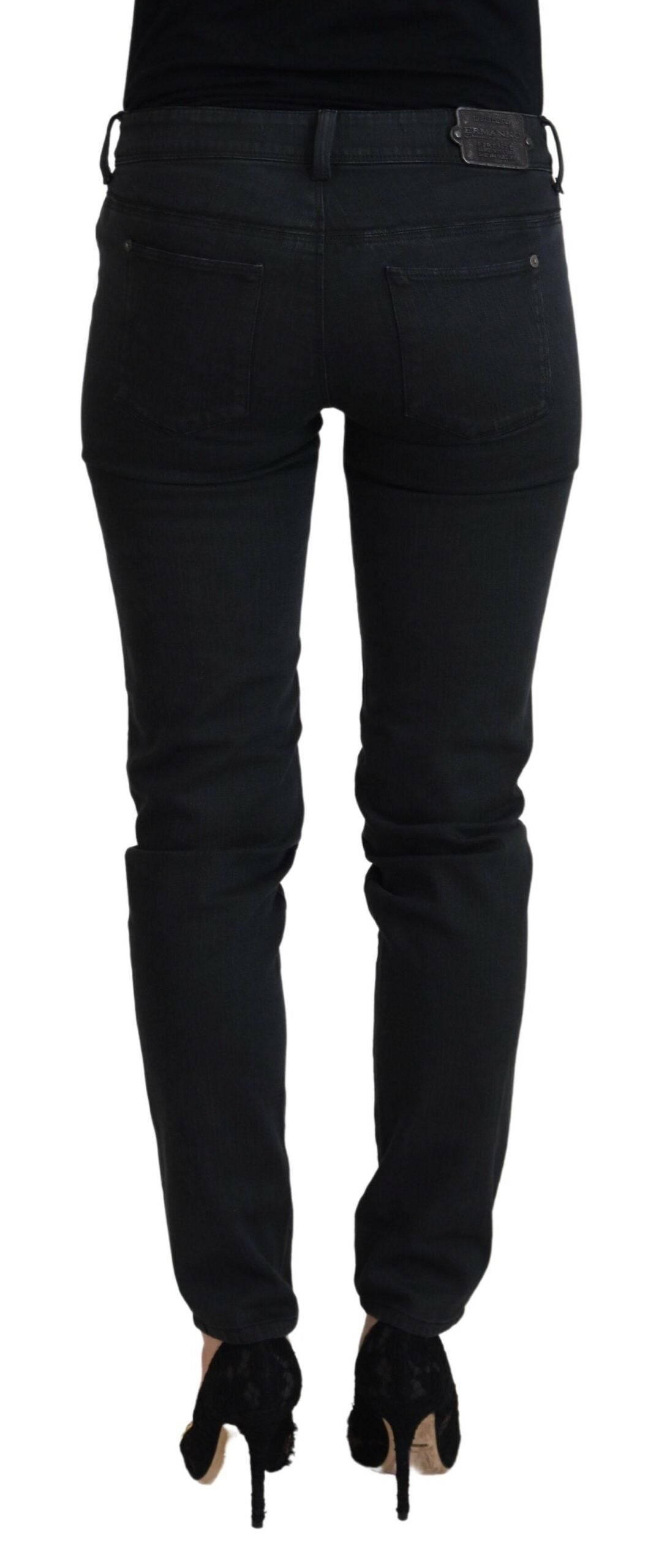 Ermanno Scervino Black Cotton Slim Fit Women Denim Jeans Ermanno Scervino