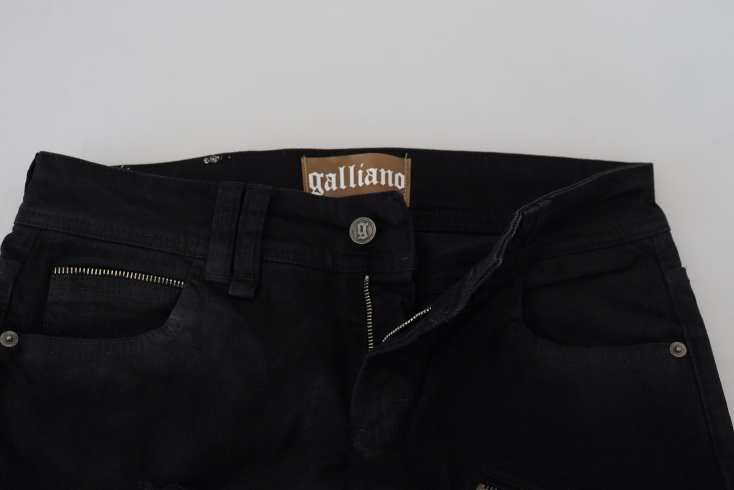 John Galliano Black Cotton Mid Waist Skinny Slim Fit Denim Jeans John Galliano