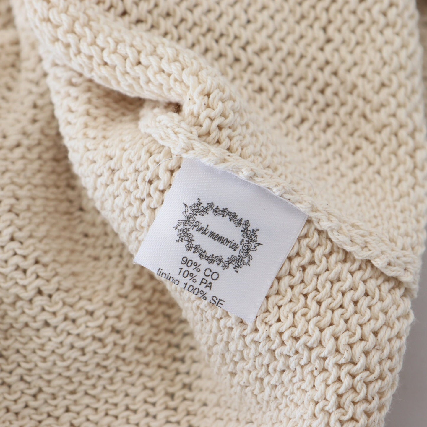 PINK MEMORIES Beige Cotton Blend Sleeveless Round Neck Tank Top