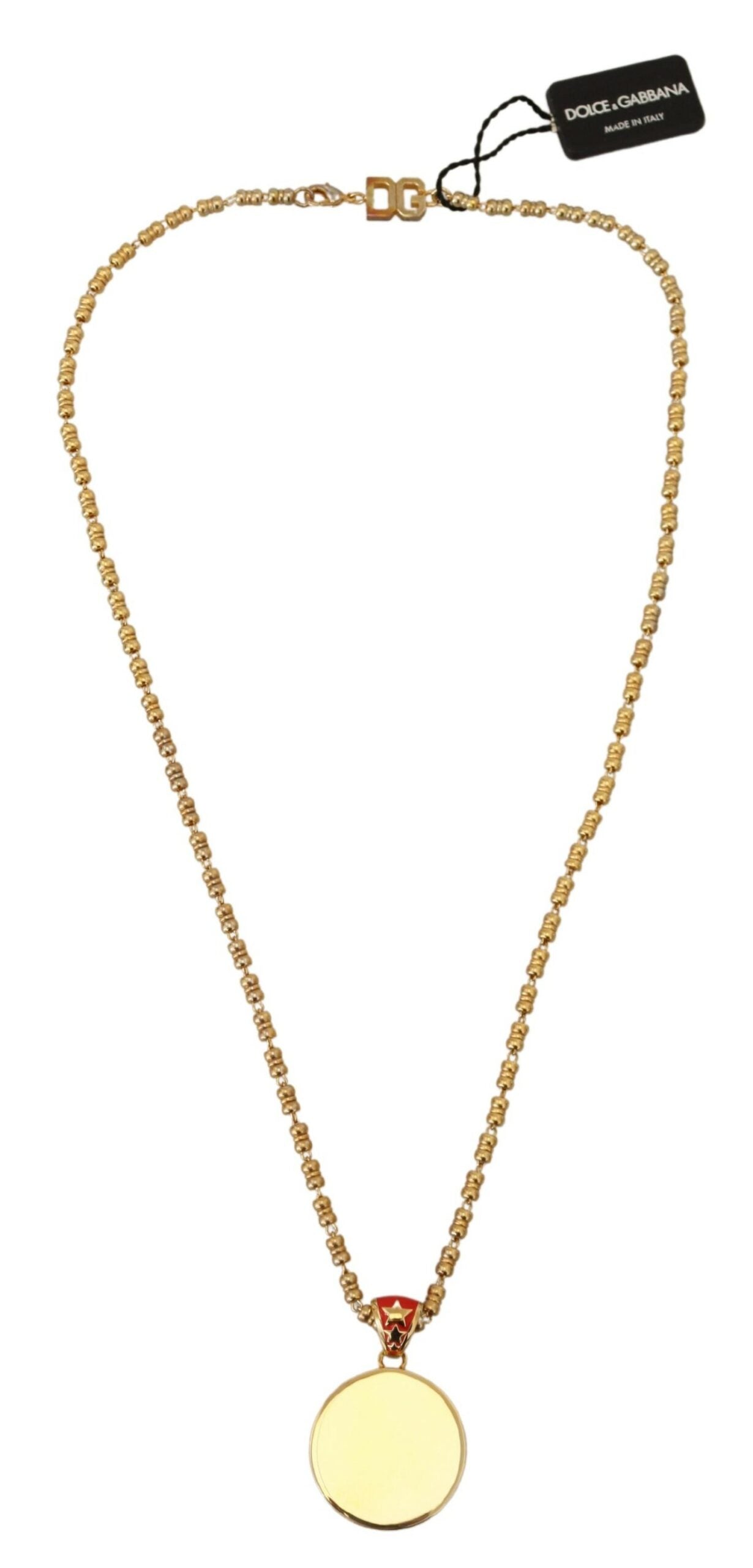 Dolce & Gabbana Gold Brass Chain SUPER PIG Pendant Logo Necklace Dolce & Gabbana