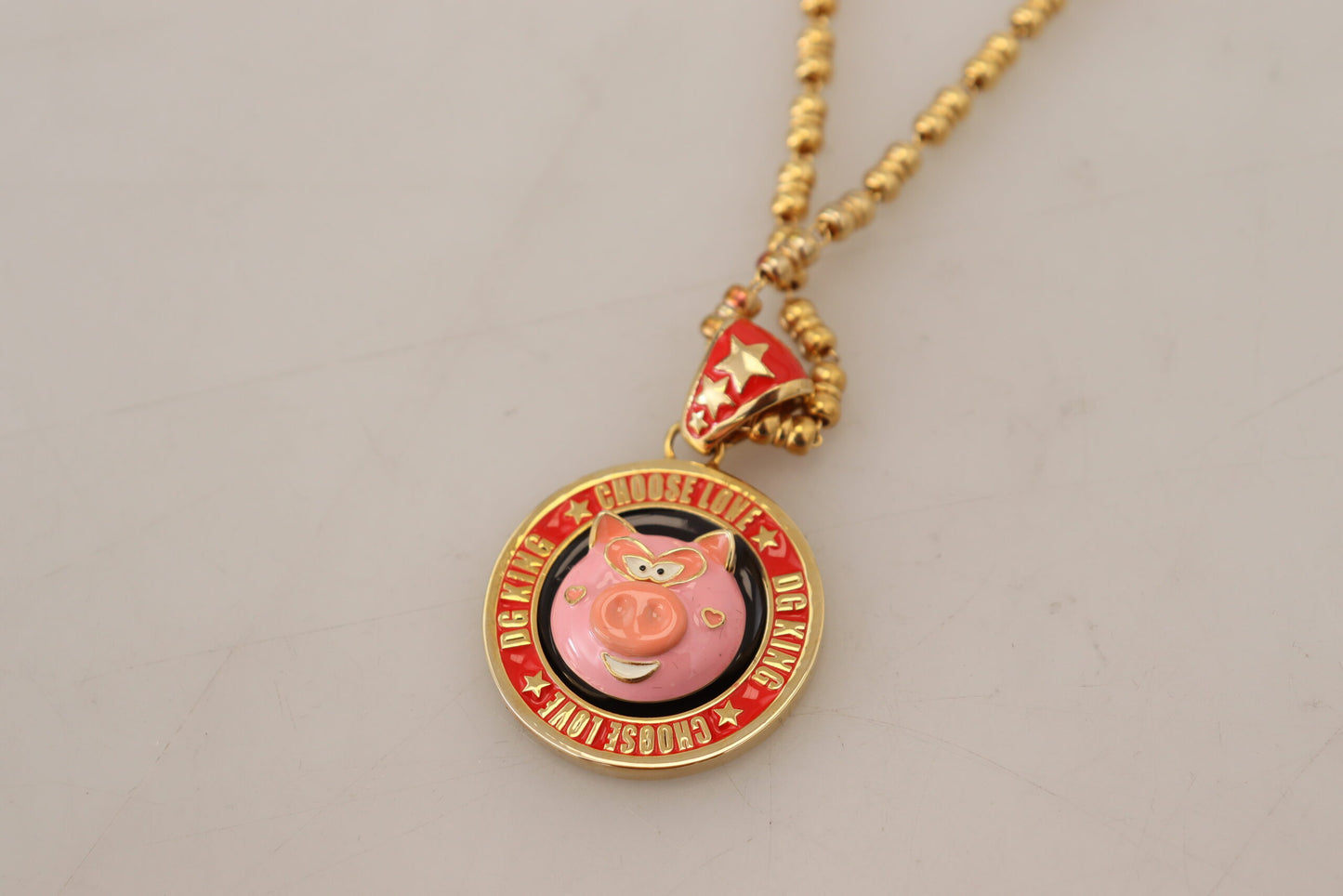 Dolce & Gabbana Gold Brass Chain SUPER PIG Pendant Logo Necklace Dolce & Gabbana