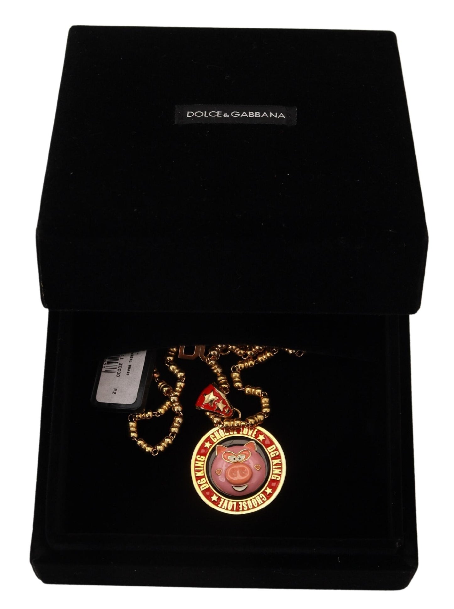 Dolce & Gabbana Gold Brass Chain SUPER PIG Pendant Logo Necklace Dolce & Gabbana