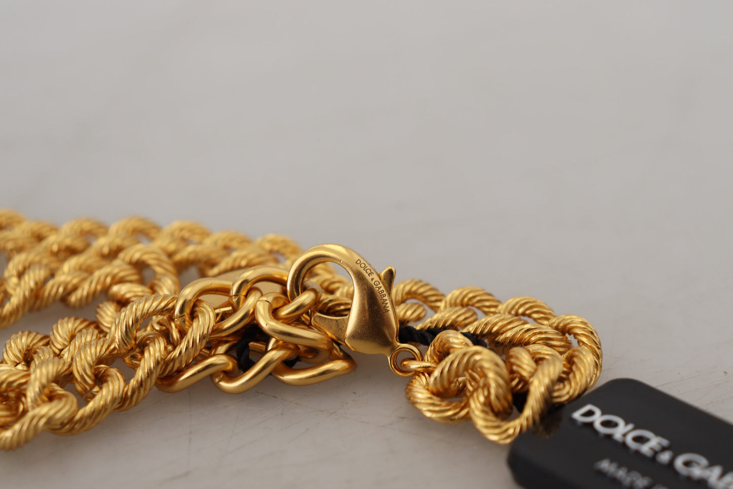Dolce & Gabbana Gold Brass Crystal Logo Fruit Floral Statement Necklace Dolce & Gabbana