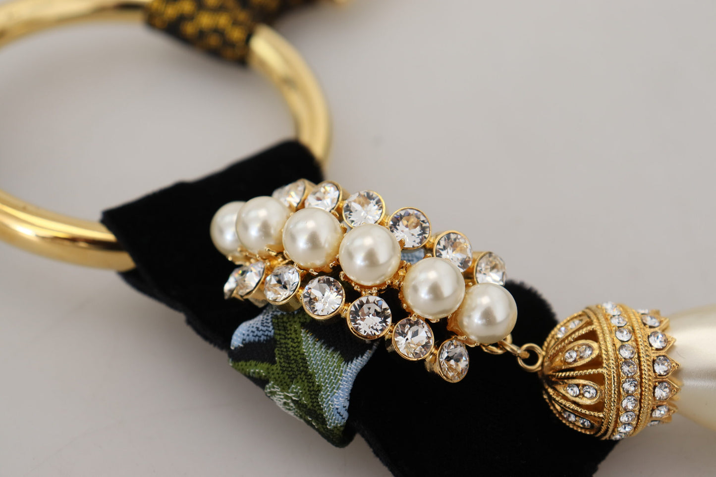 Dolce & Gabbana Gold Brass Sicily Crystal Robe Statement Necklace Dolce & Gabbana